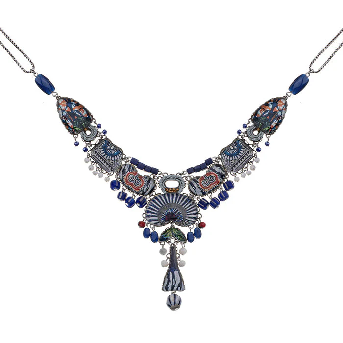 Ayala Bar Blue Domes Set, Statement Glass Necklace, Mykonos