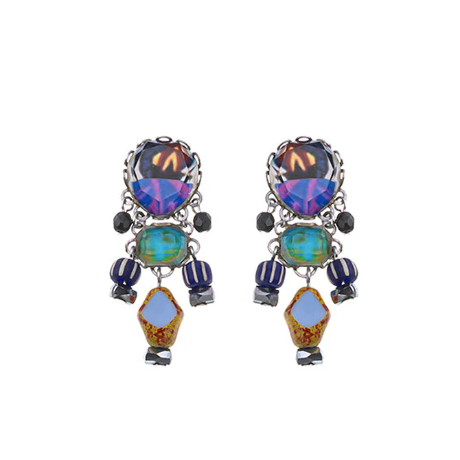 Ayala Bar Candy Twist Set, Small Glass Earrings, Fudge