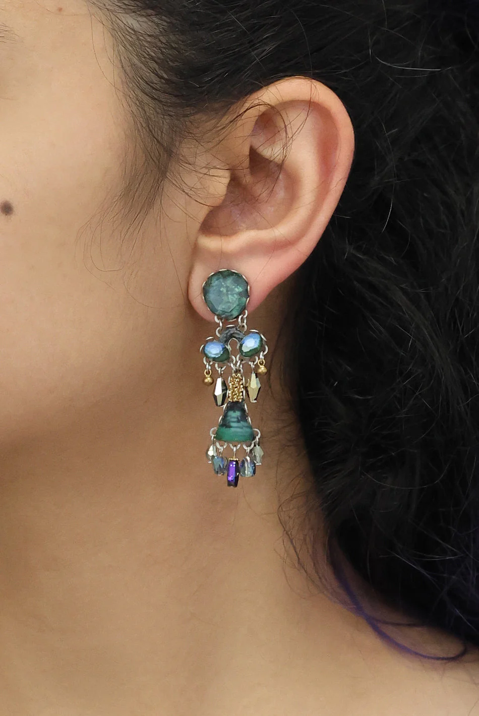 Ayala Bar Emerald Reflection Set, Jadiva Earrings - Image 2