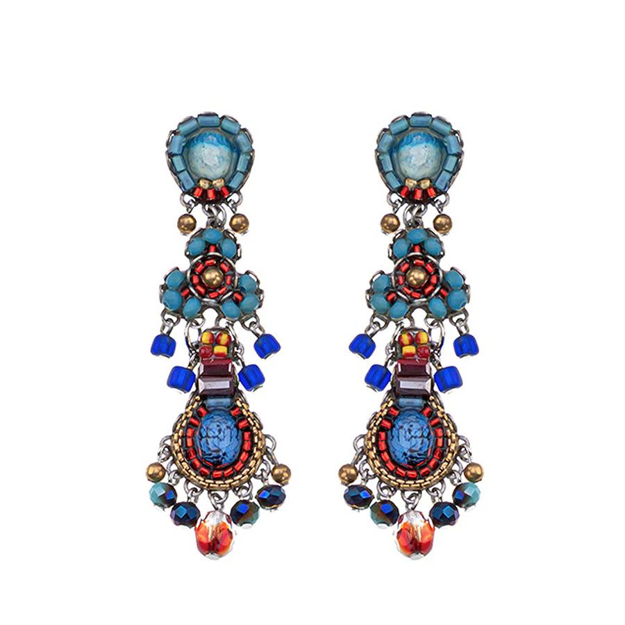 Ayala Bar Heatwave Set, Long Beaded Earrings, Sea Glow