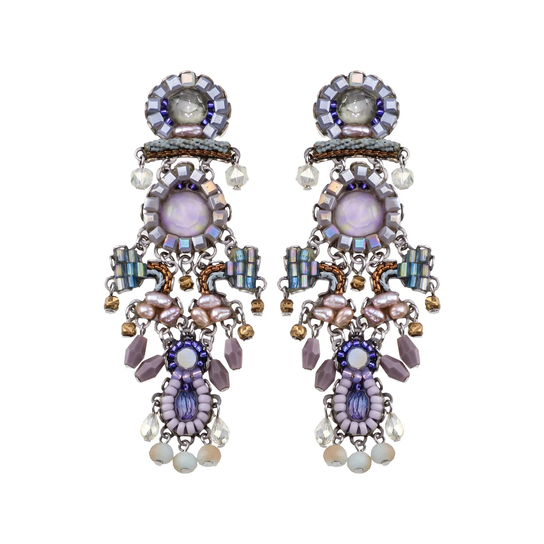 Ayala Bar Long Earrings Hyacinth Set, Fog