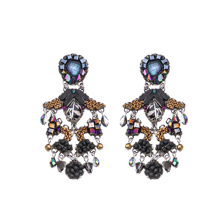 Ayala Bar Obsidian Set, Chic Black Earrings, Raven