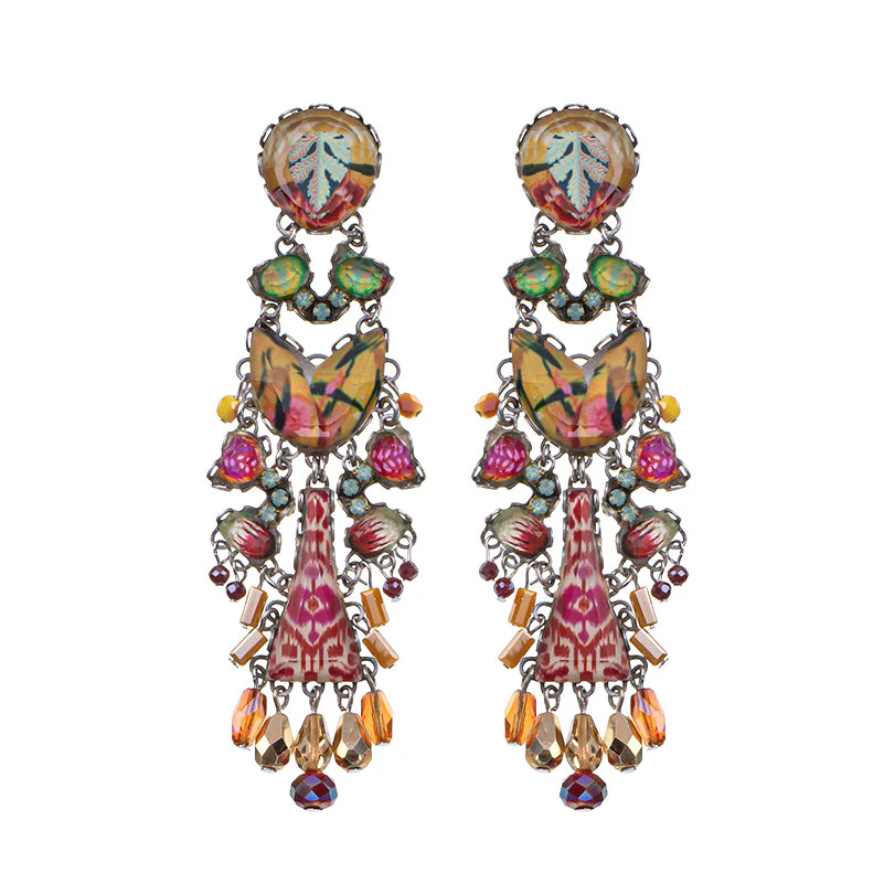 Ayala Bar Sunflower Surprise Set, Colorful Glass Long Earrings, Ambe