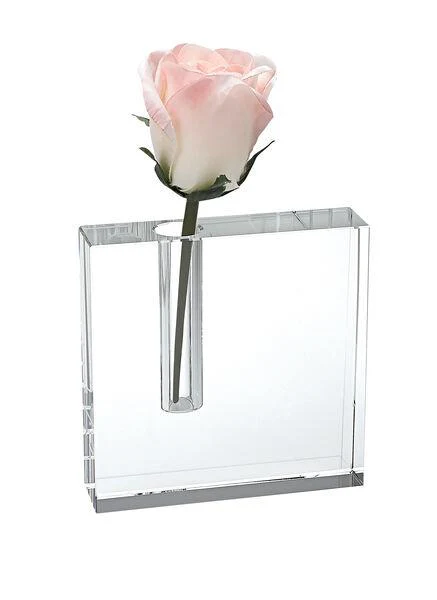 The Block Large Handcrafted Architectural Optical Crystal Bud Vase 6 x 6