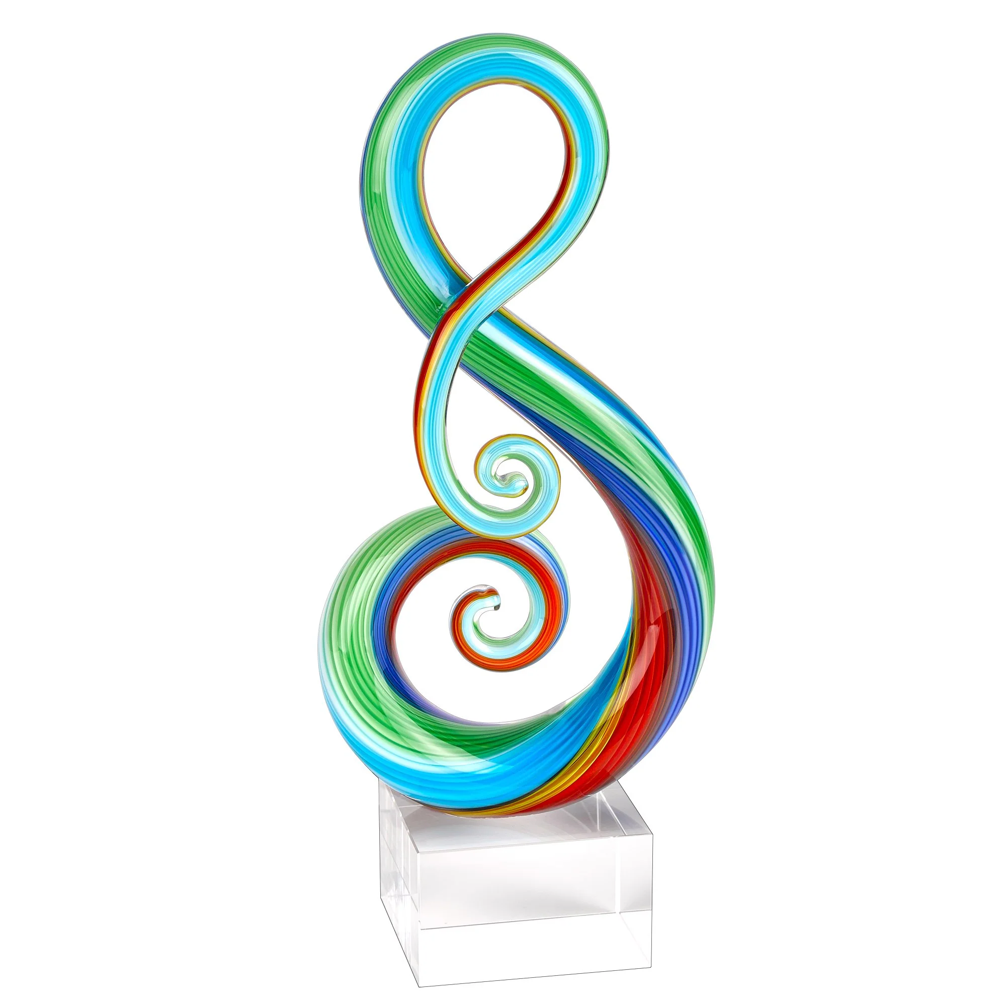 The Note - Murano Style Art Glass Sculpture -Stands 11” on Crystal Engravable Base