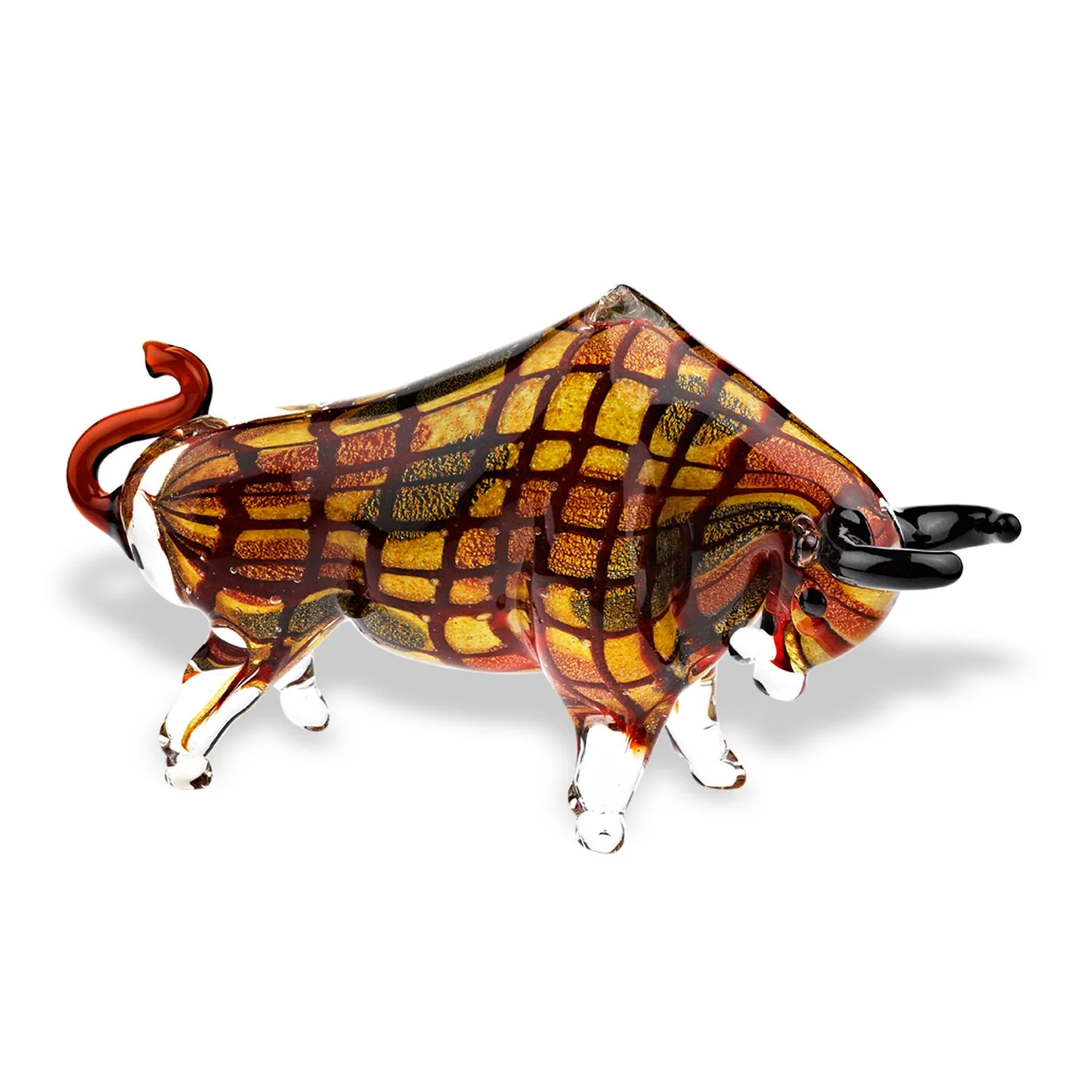 Toro Grande Murano Style Art Glass Large Bull L16” x H8”