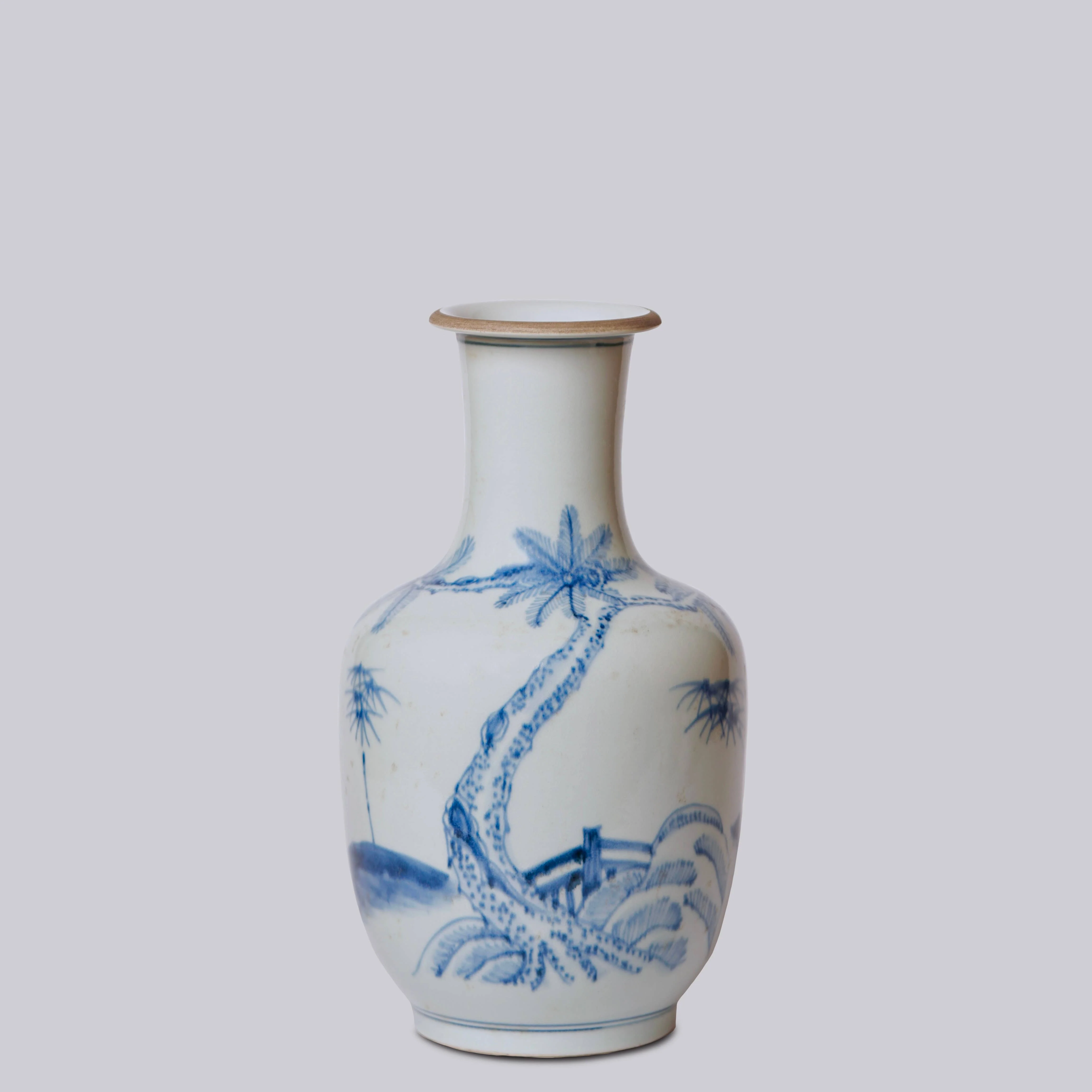 Bamboo Blue and White Porcelain Mallet Vase