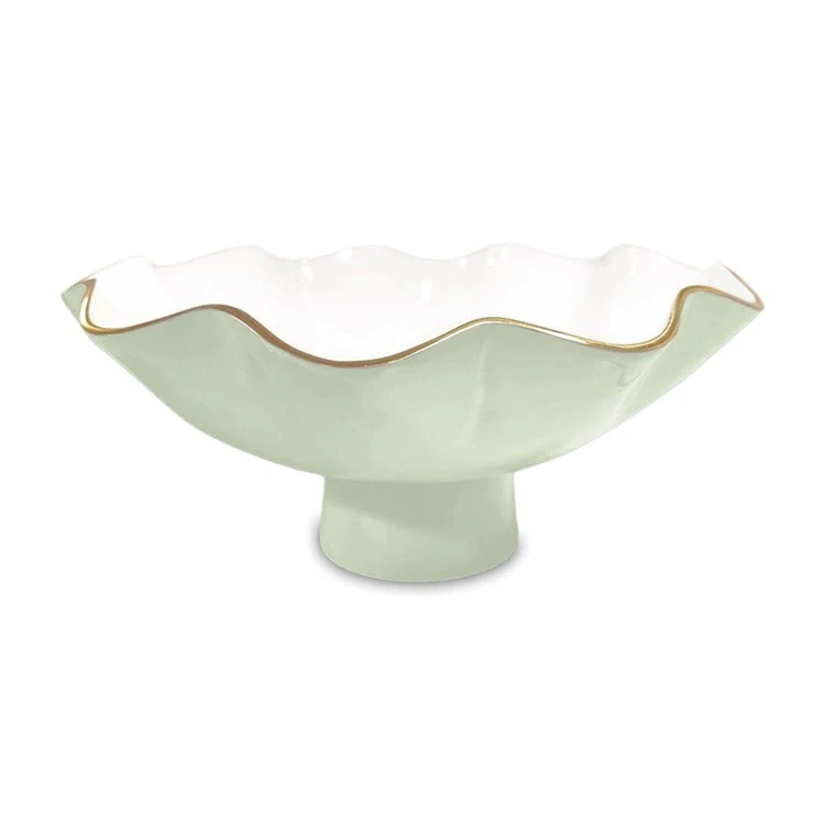 Beatriz Ball ENCANTO Carola Large Pedestal Bowl (Pistachio and White)