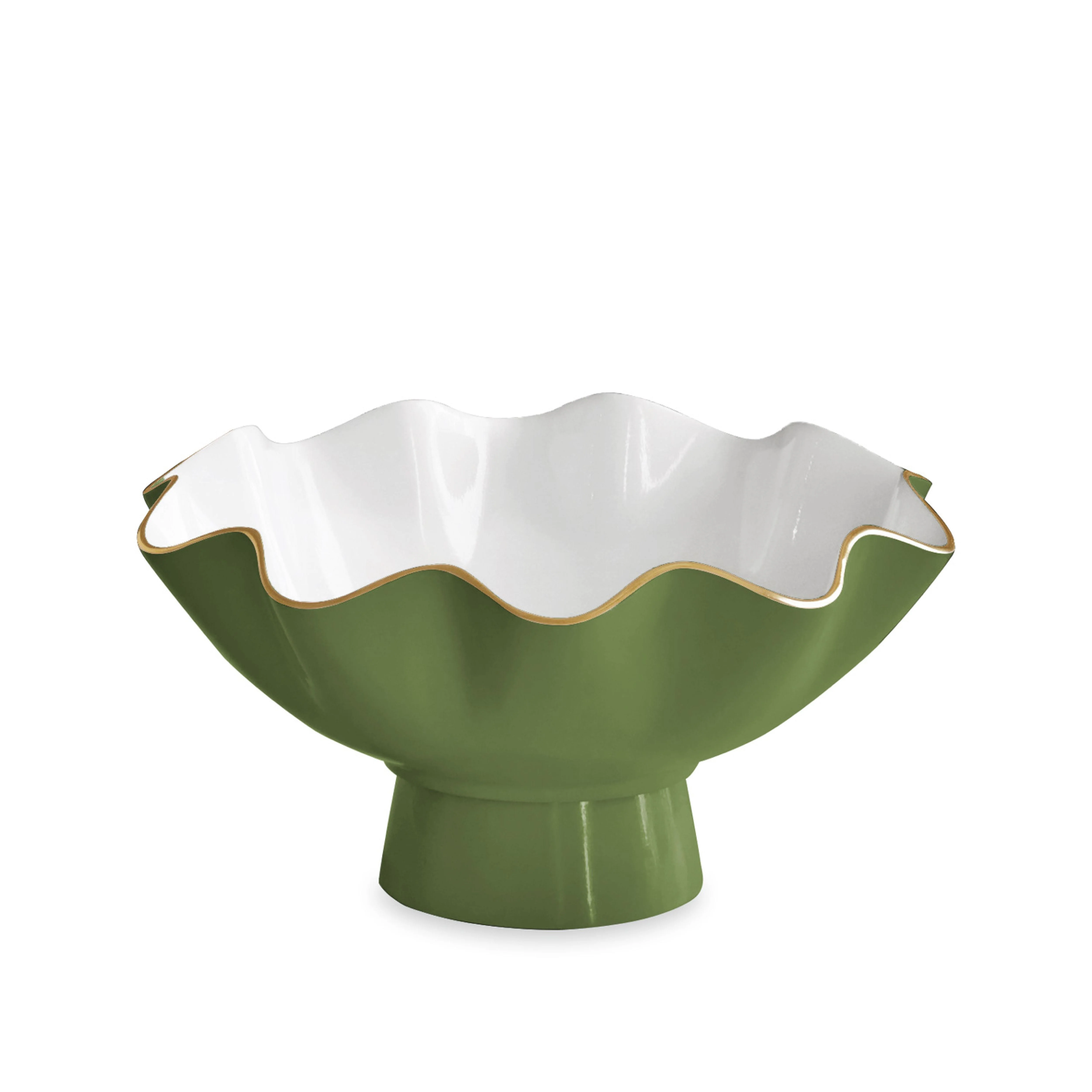 Beatriz Ball ENCANTO Carola Small Pedestal Leaf Green and White