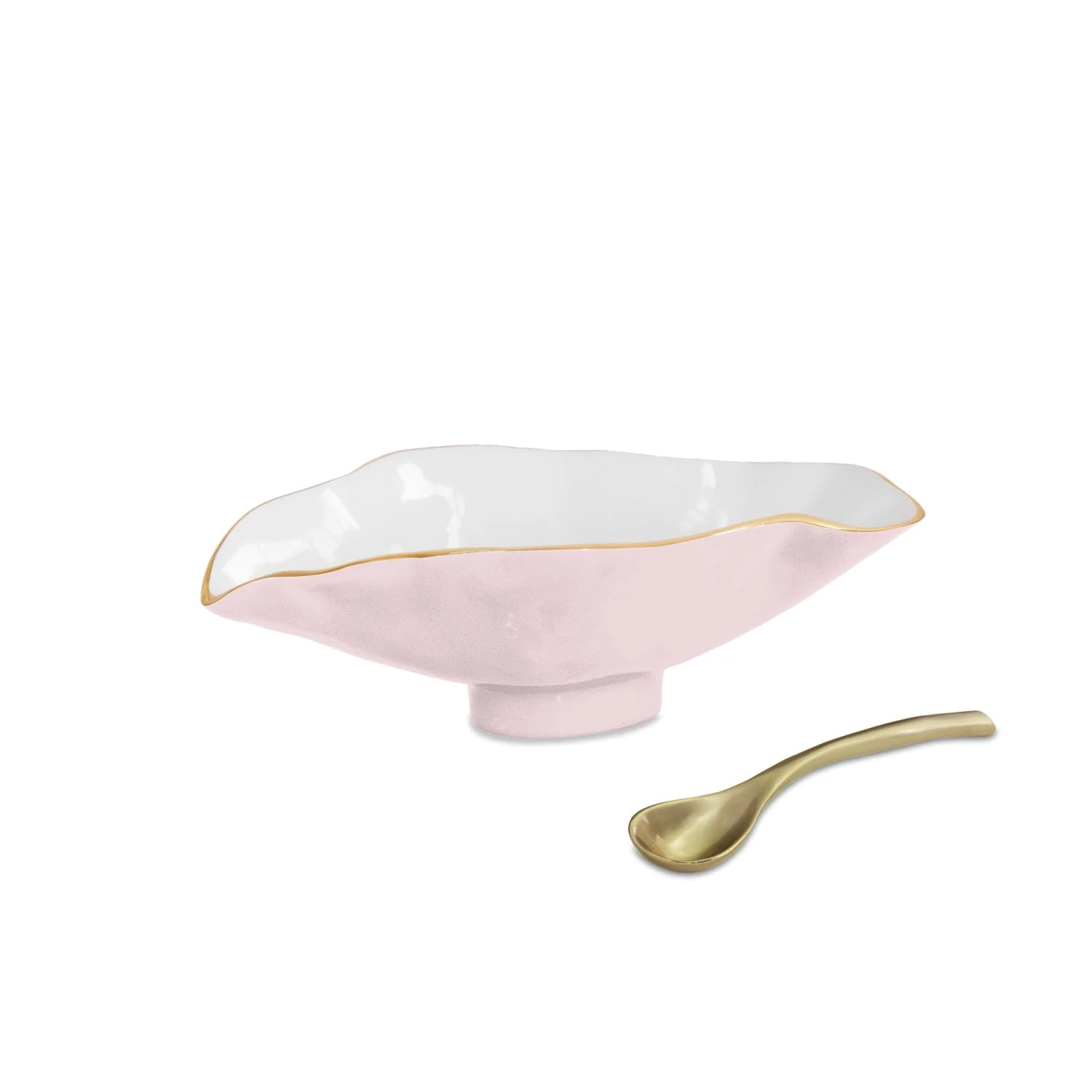 Beatriz Ball ENCANTO Claire Small Oval Bowl with Spoon (Camellia, White and Gold)