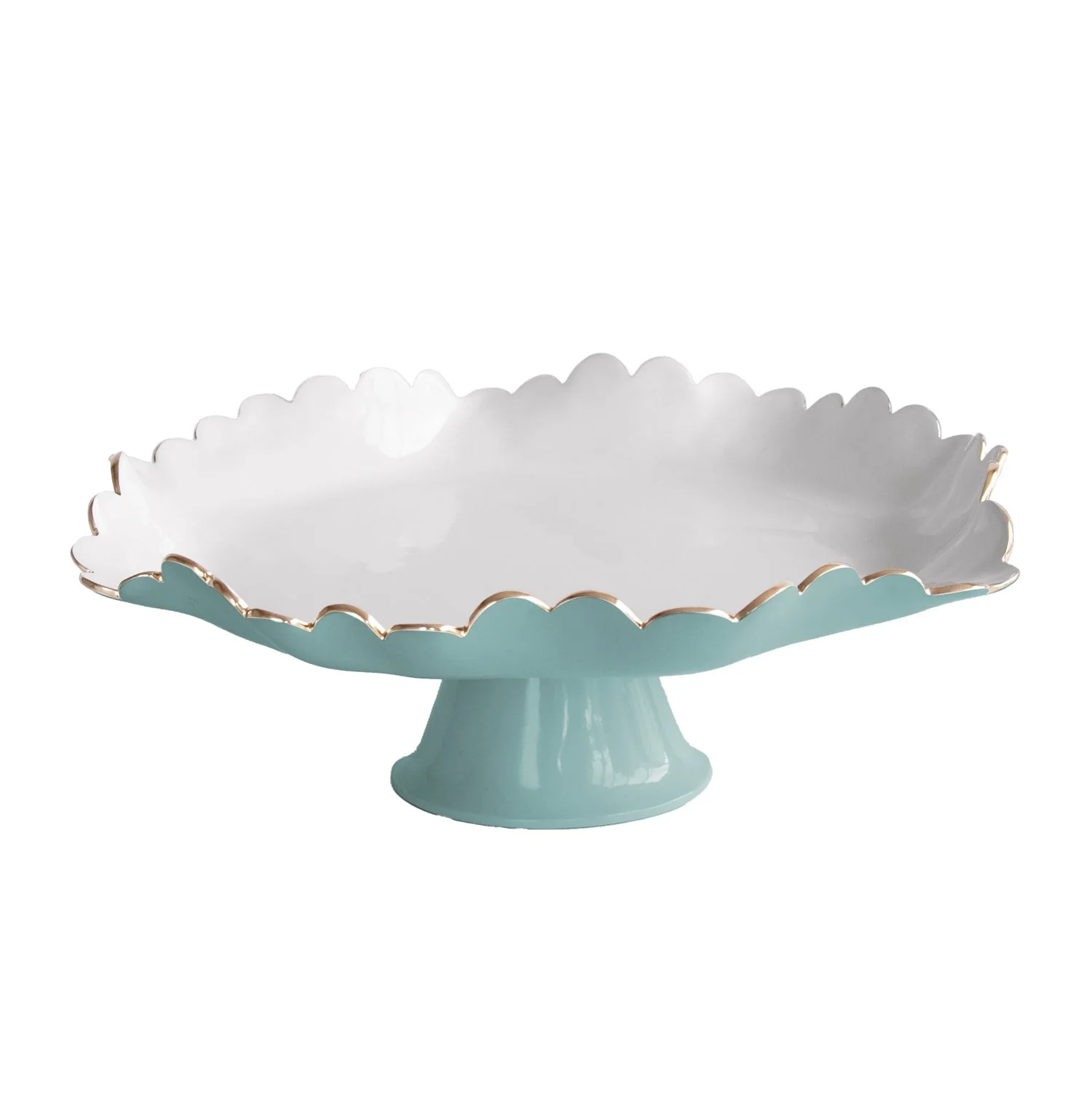 Beatriz Ball ENCANTO Colette Pedestal Cake Plate (Turquoise and White)
