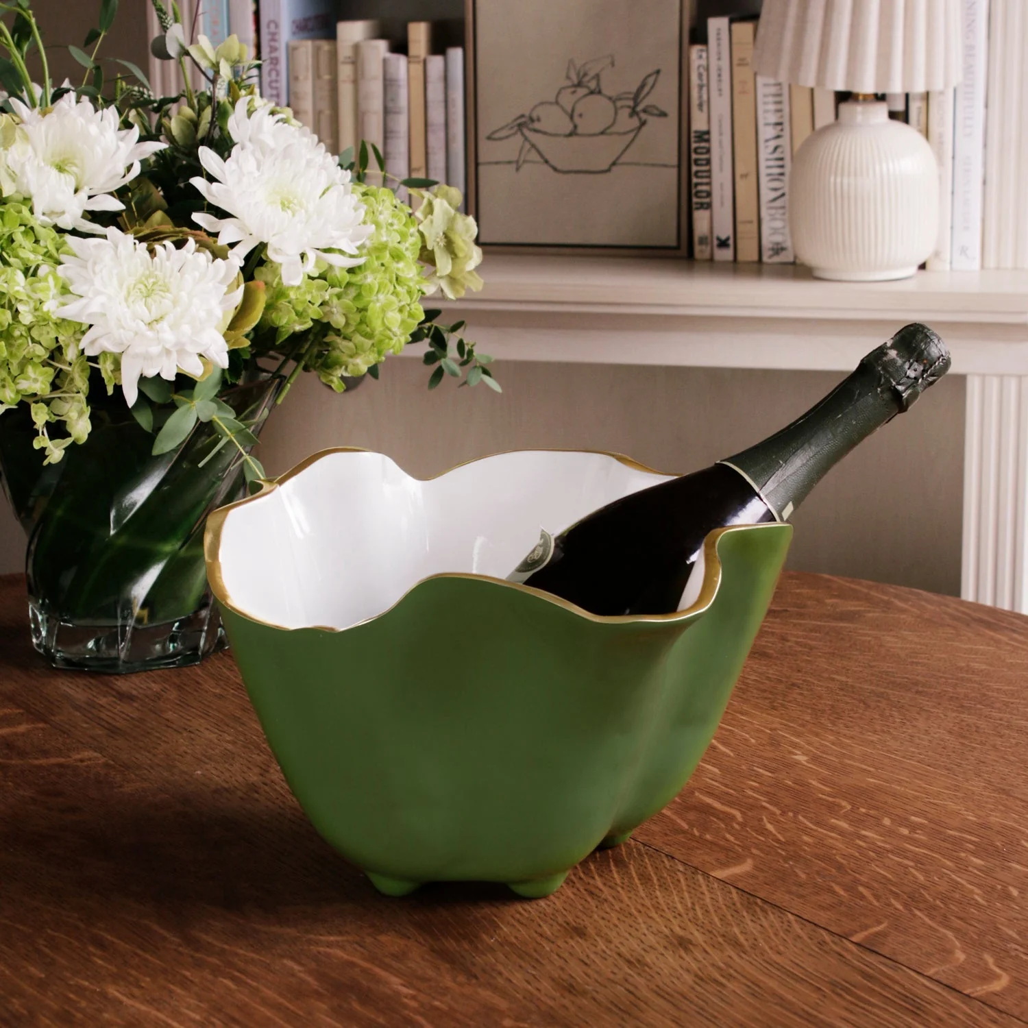 Beatriz Ball ENCANTO Onyx Ice Bucket Leaf Green and White - Image 4