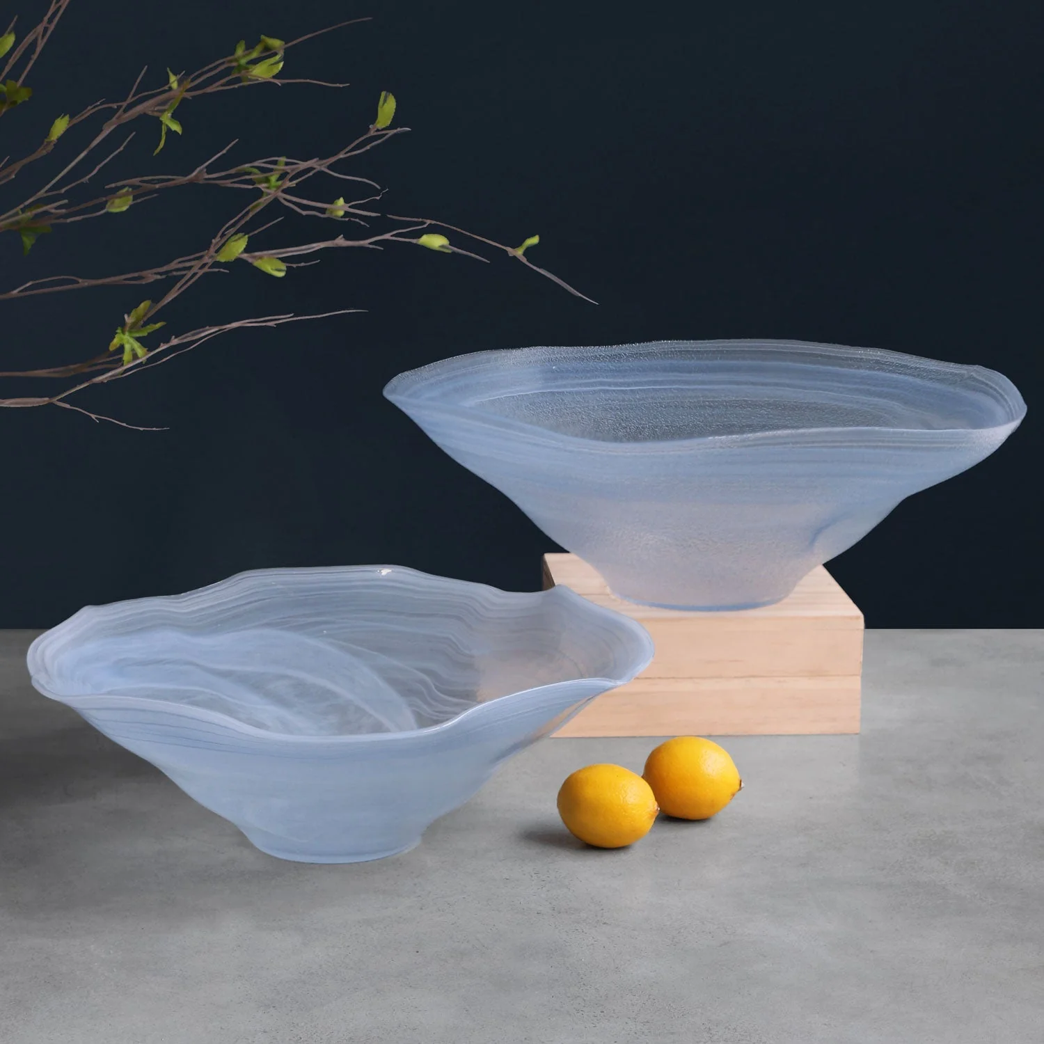 Beatriz Ball GLASS Alabaster Wave Extra Large Bowl (Clear and Blue) - Image 4