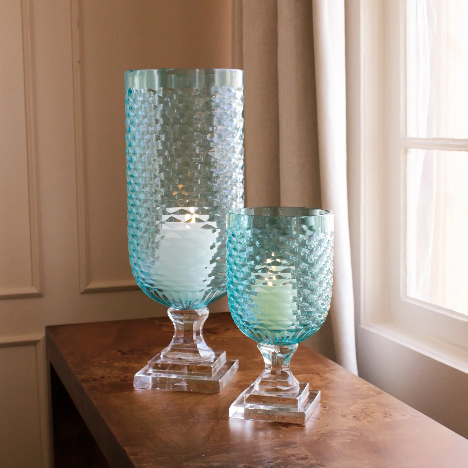 Beatriz Ball GLASS Eclat Small Hurricane Pale Blue & Clear - Image 8
