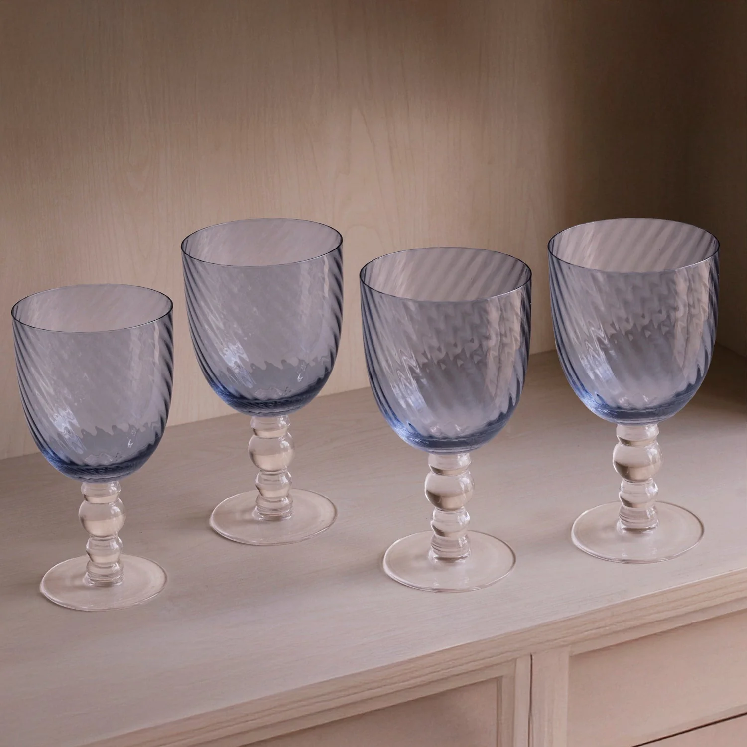 Beatriz Ball GLASS French Swirl All Purpose Set of 4 (Blue)