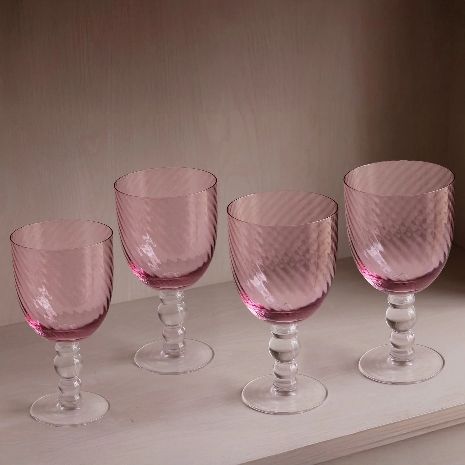 Beatriz Ball GLASS French Swirl All Purpose Set of 4 (Pink)