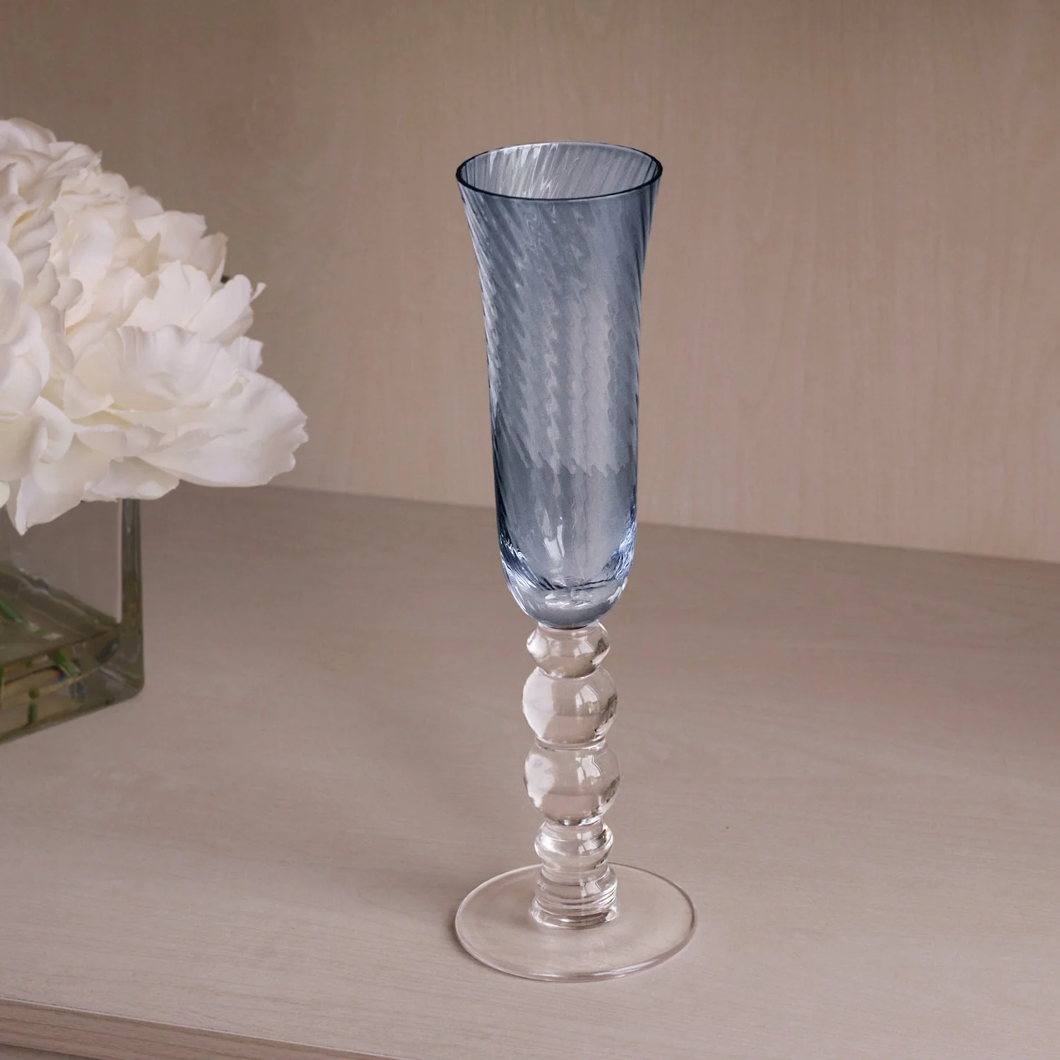 Beatriz Ball GLASS French Swirl Champagne Flute Set of 4 (Blue) - Image 2
