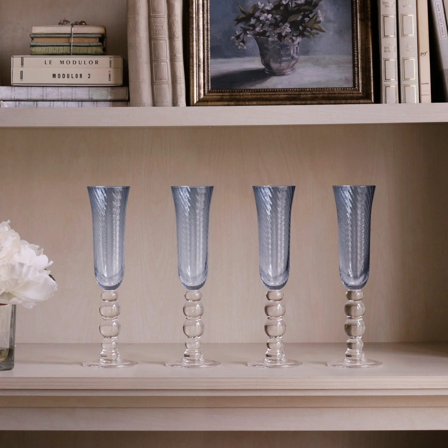 Beatriz Ball GLASS French Swirl Champagne Flute Set of 4 (Blue) - Image 4
