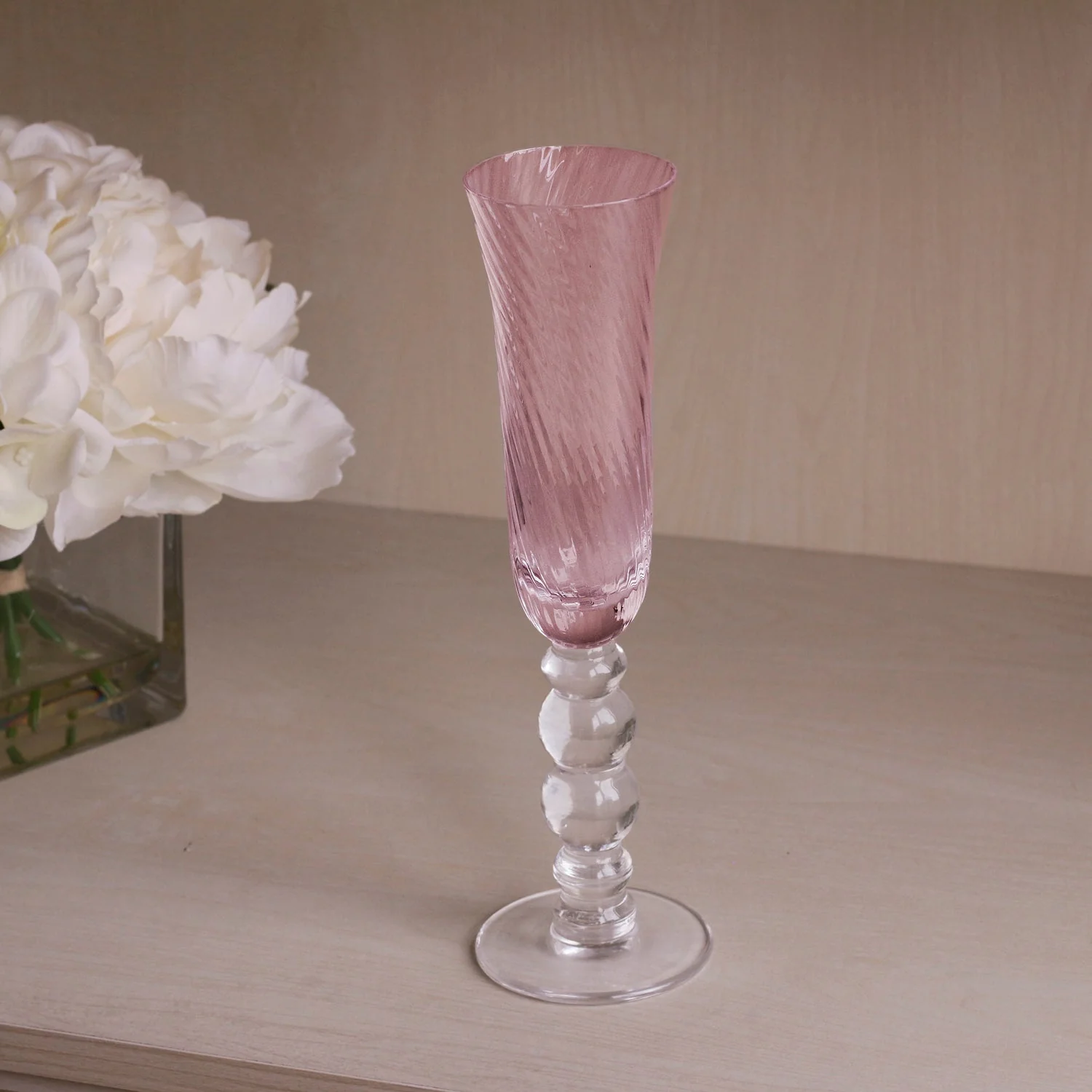 Beatriz Ball GLASS French Swirl Champagne Flute Set of 4 (Pink) - Image 3