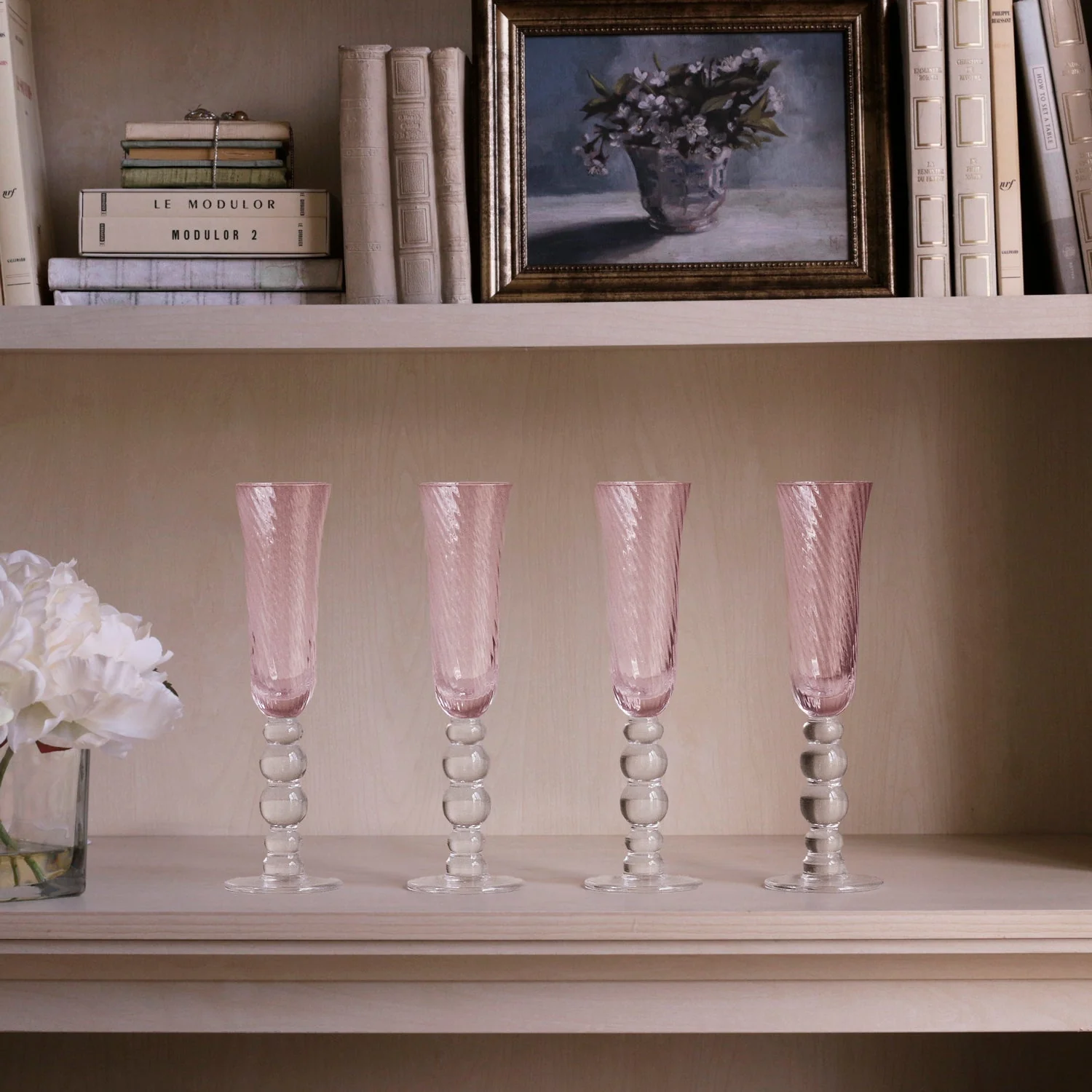 Beatriz Ball GLASS French Swirl Champagne Flute Set of 4 (Pink) - Image 4