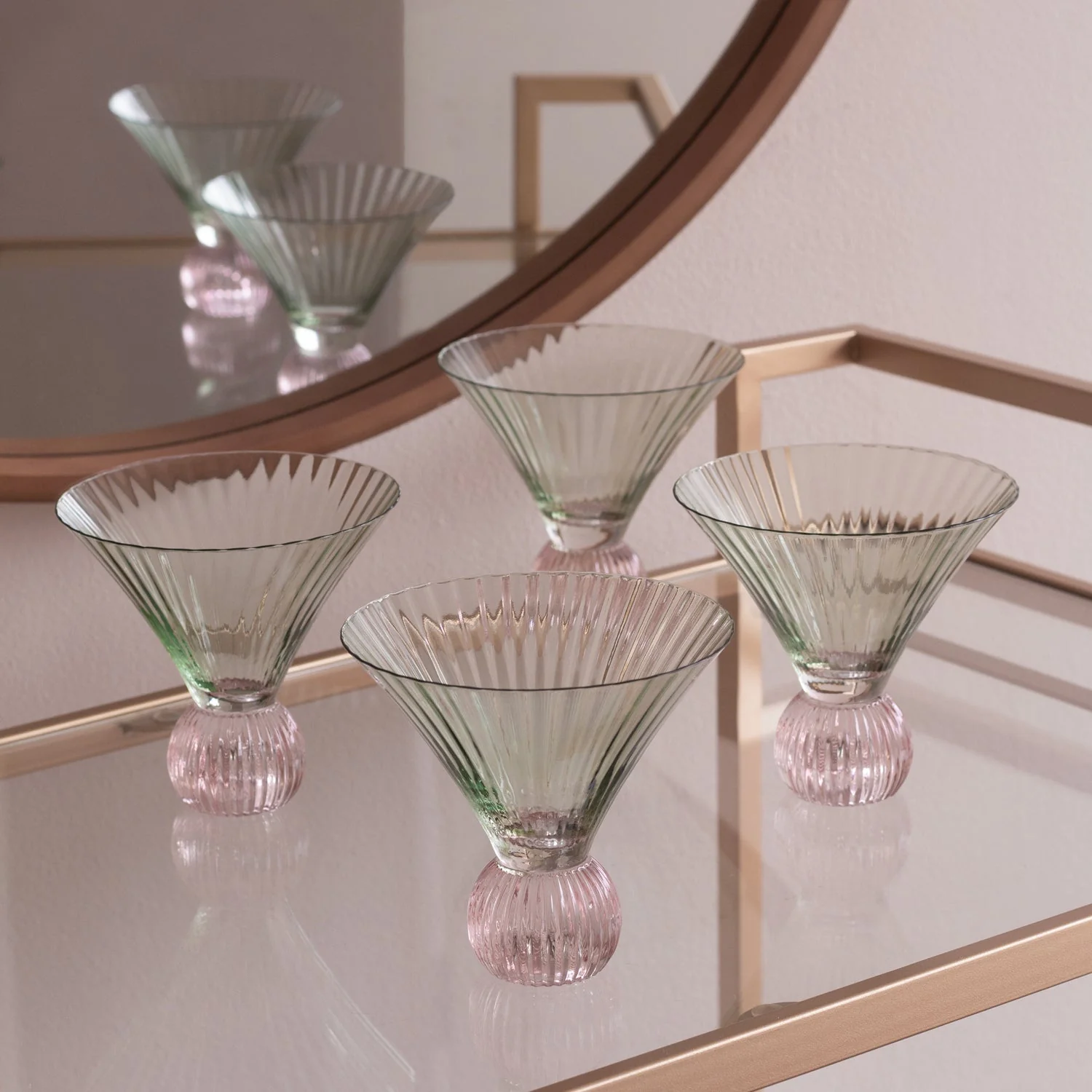 Beatriz Ball GLASS Venice Martini Set of 4 (Green and Pink) - Image 3