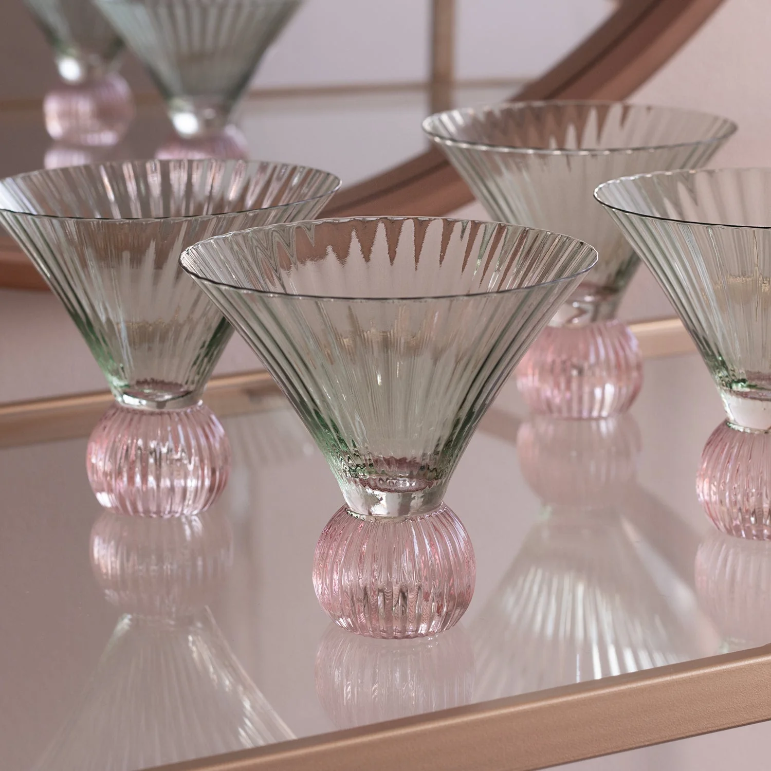Beatriz Ball GLASS Venice Martini Set of 4 (Green and Pink) - Image 5