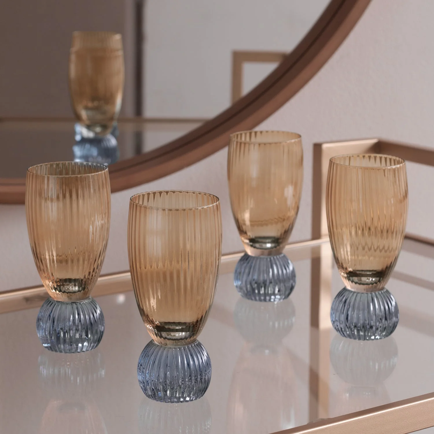 Beatriz Ball GLASS Venice Shot Glass Set of 4 (Amber and Blue ) - Image 3
