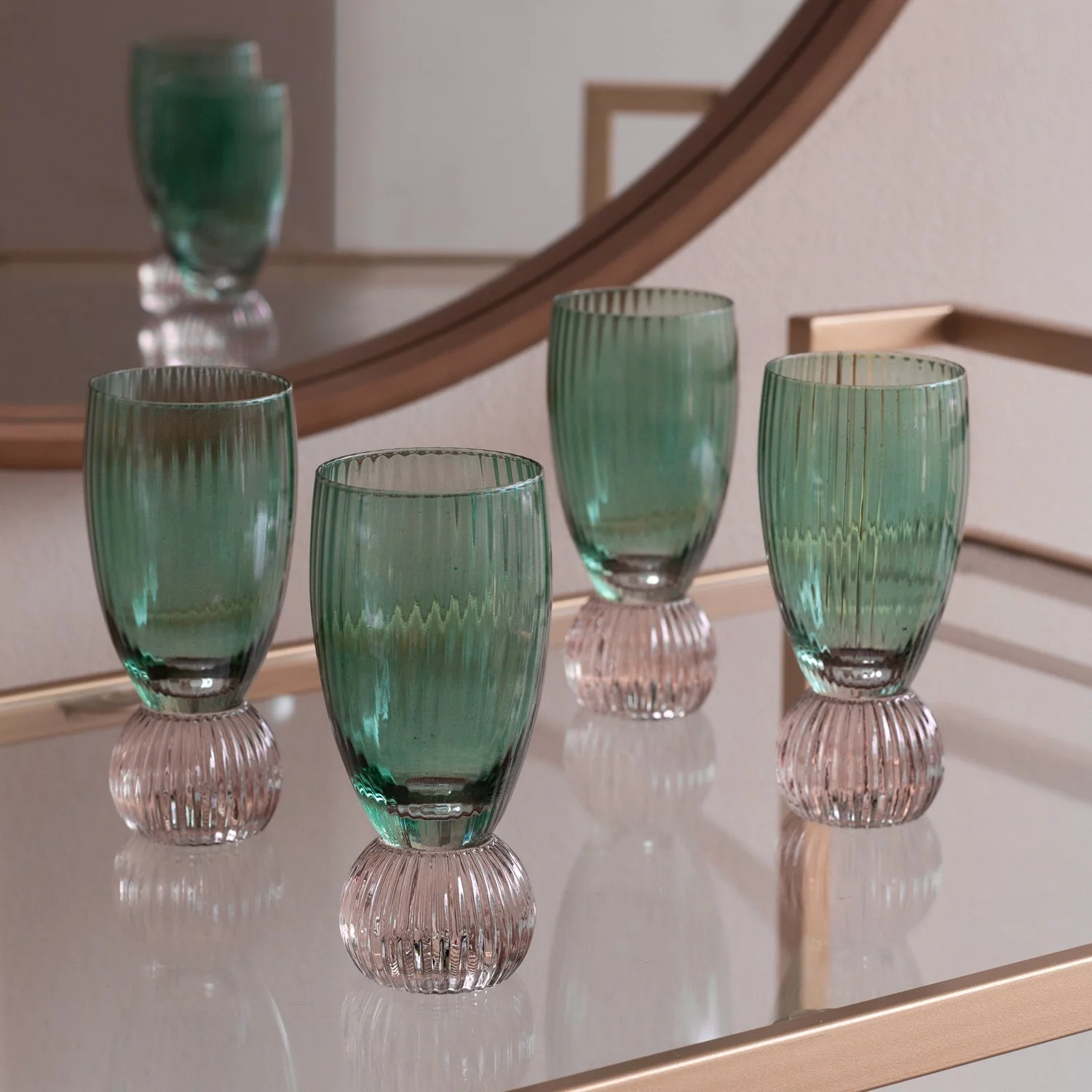Beatriz Ball GLASS Venice Shot Glass Set of 4 (Green and Lavender) - Image 3