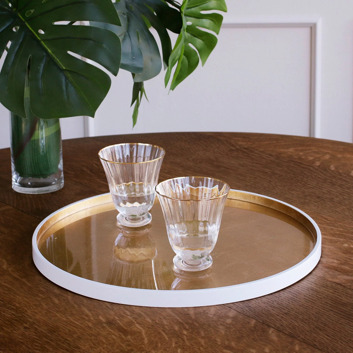 Beatriz Ball INDOCHINE Round Lacquered Tray White and Gold - Image 5