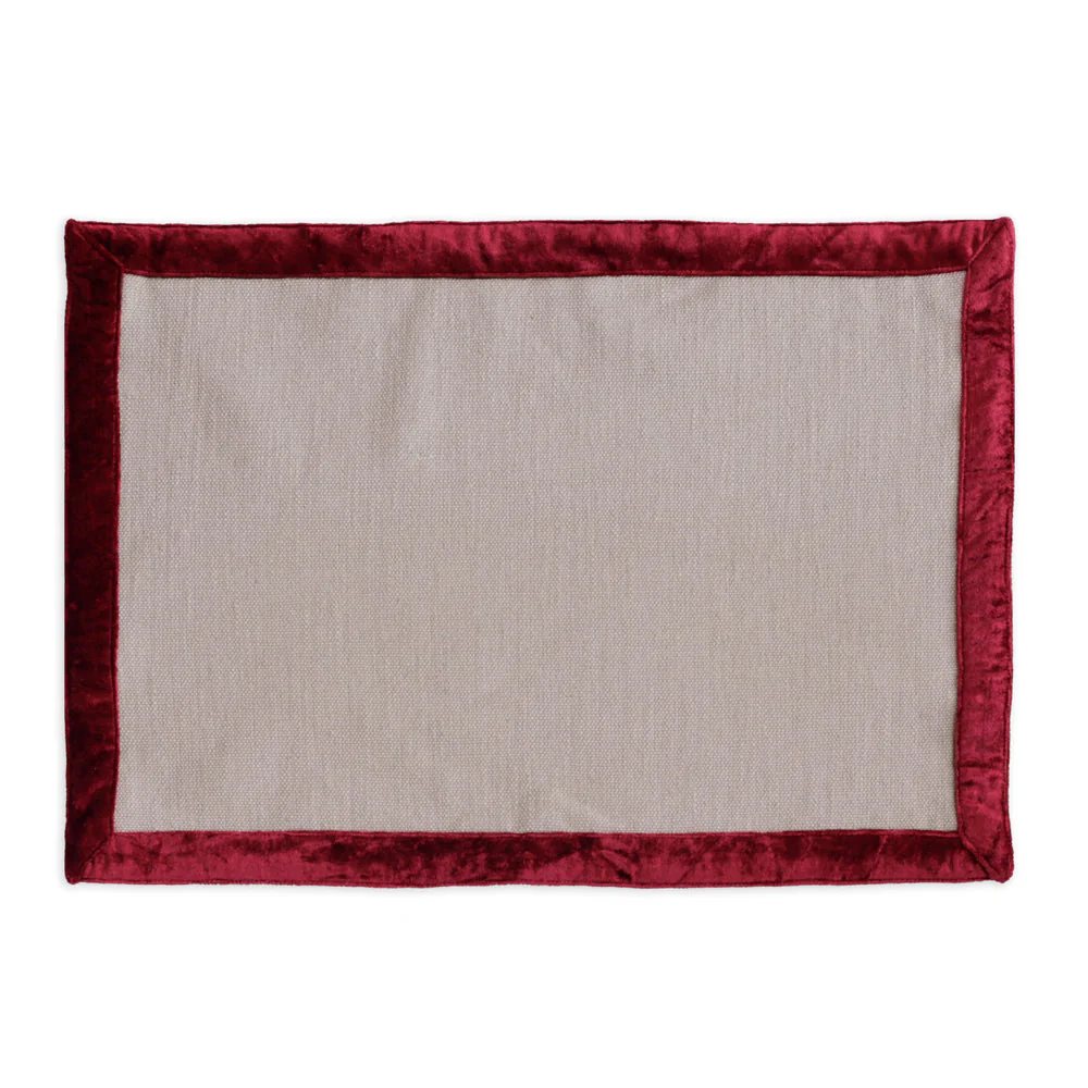 Beatriz Ball LINENS Velluto Placemats with Border Set of 4 Beige and Red