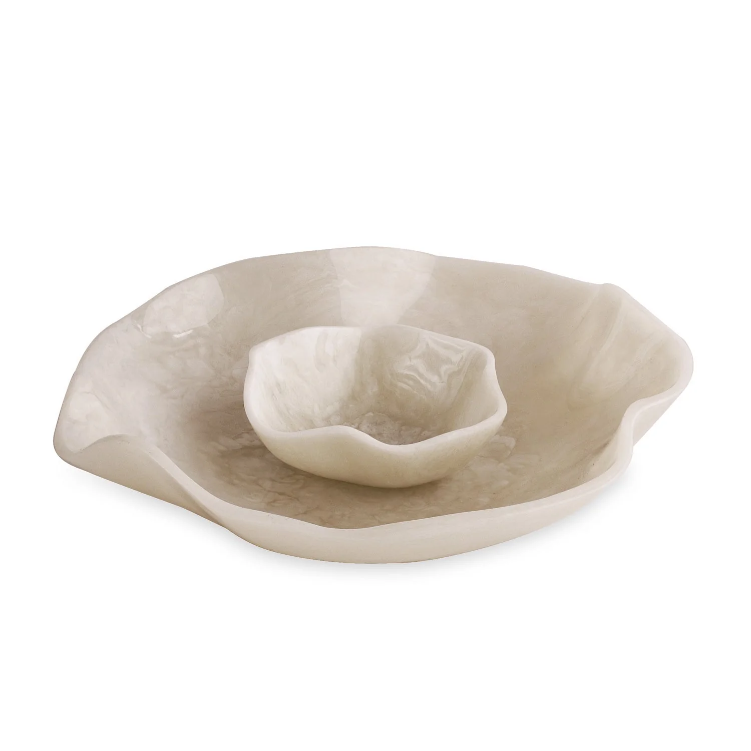 Beatriz Ball RESIN Alabaster Bowl with Dip White Swirl - Image 2