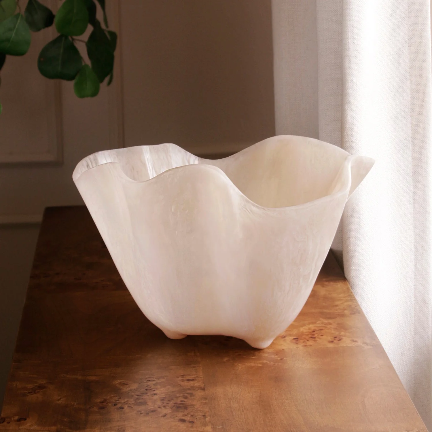 Beatriz Ball RESIN Alabaster Ice Bucket White Swirl
