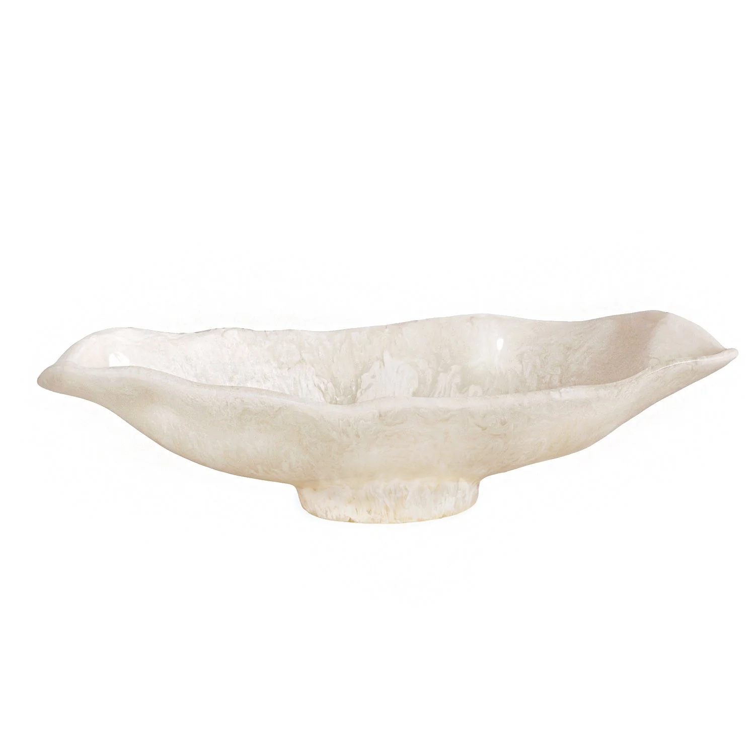 Beatriz Ball RESIN Alabaster Medium Oval Bowl White Swirl - Image 2