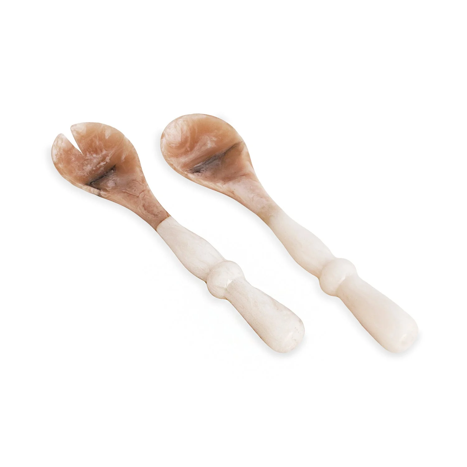 Beatriz Ball RESIN Alabaster Salad Servers White Swirl - Image 2
