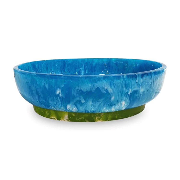 Beatriz Ball RESIN Rio Large Oval Bowl with Base (Blue and Green)