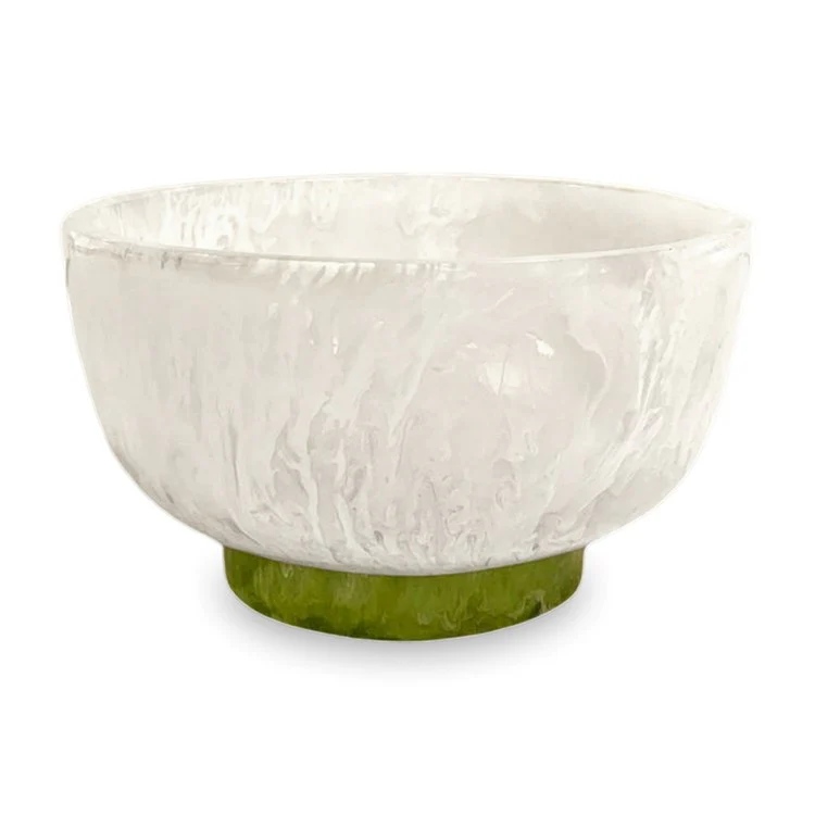 Beatriz Ball RESIN Rio Small Bowl with Base (White and Green)