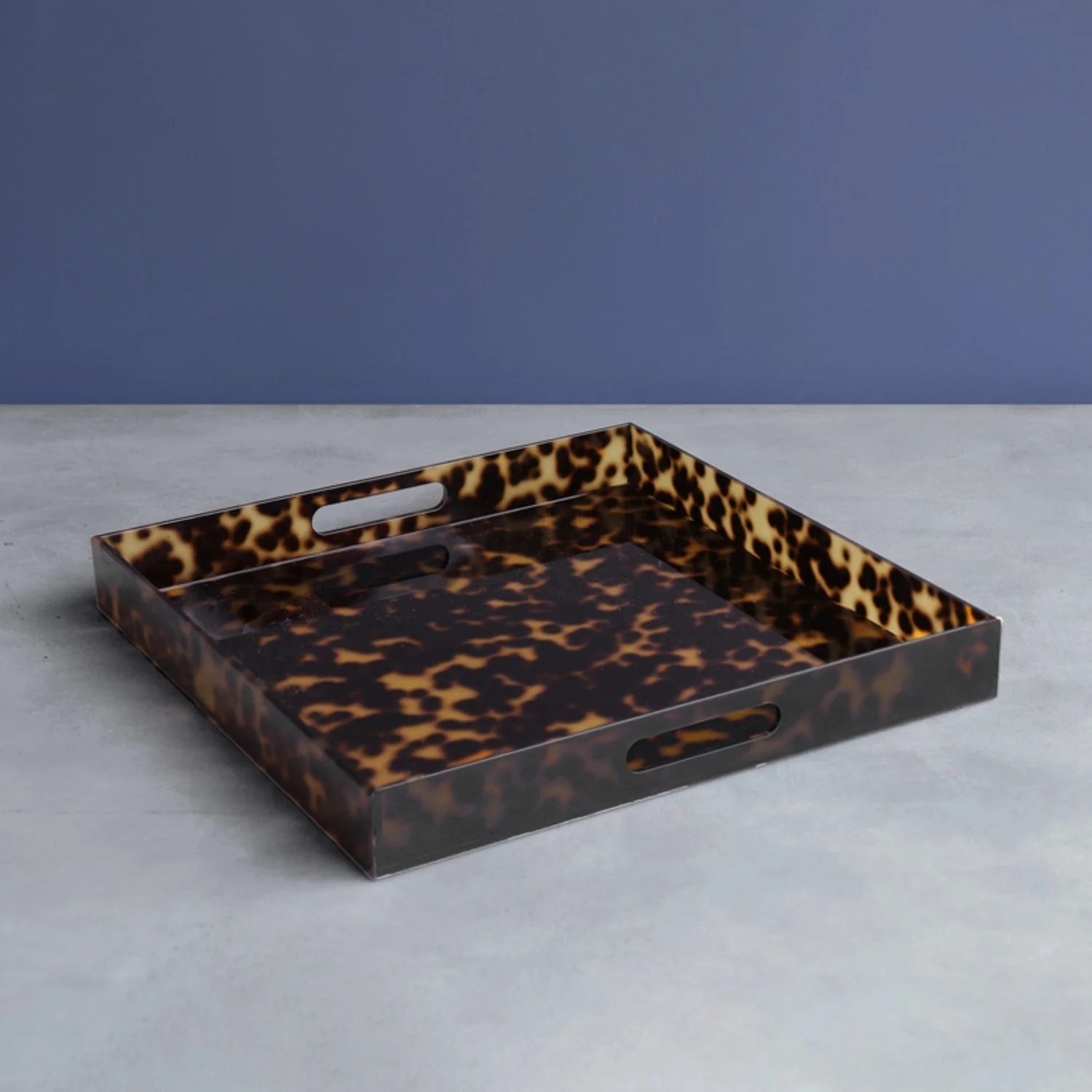 Beatriz Ball Vida Acrylic Tortoise Large Square Tray With Handles