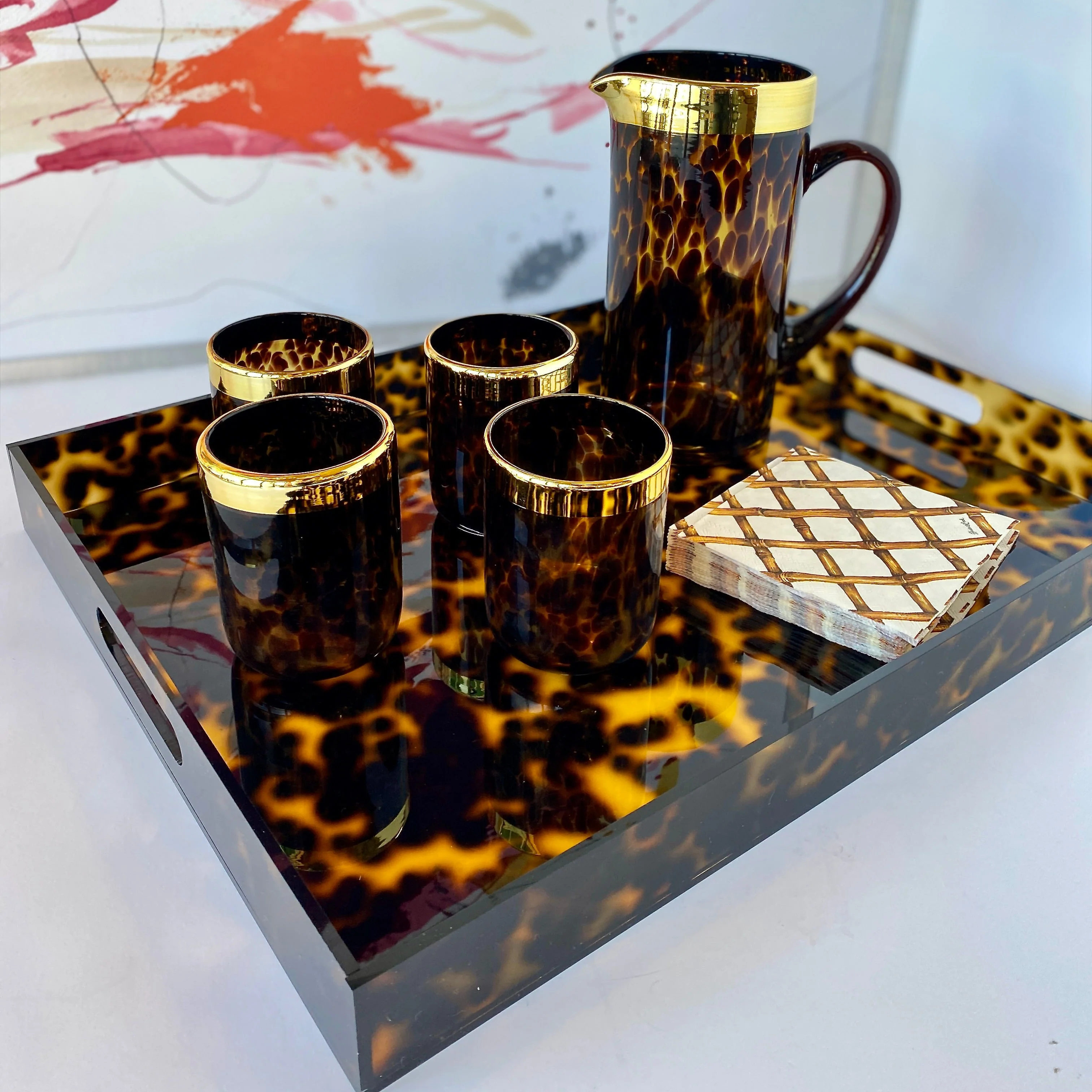Beatriz Ball Vida Acrylic Tortoise X-Large Tray With Handles - Image 4