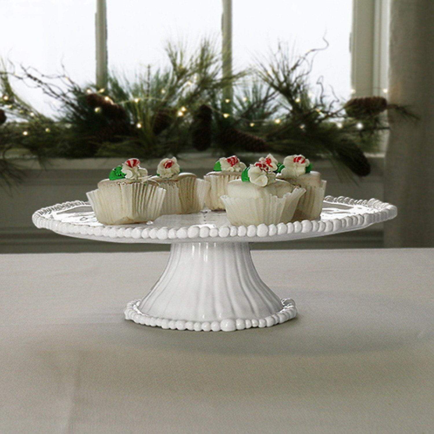 Beatriz Ball Vida Alegria Pedestal Cake Plate/Chip & Dip White