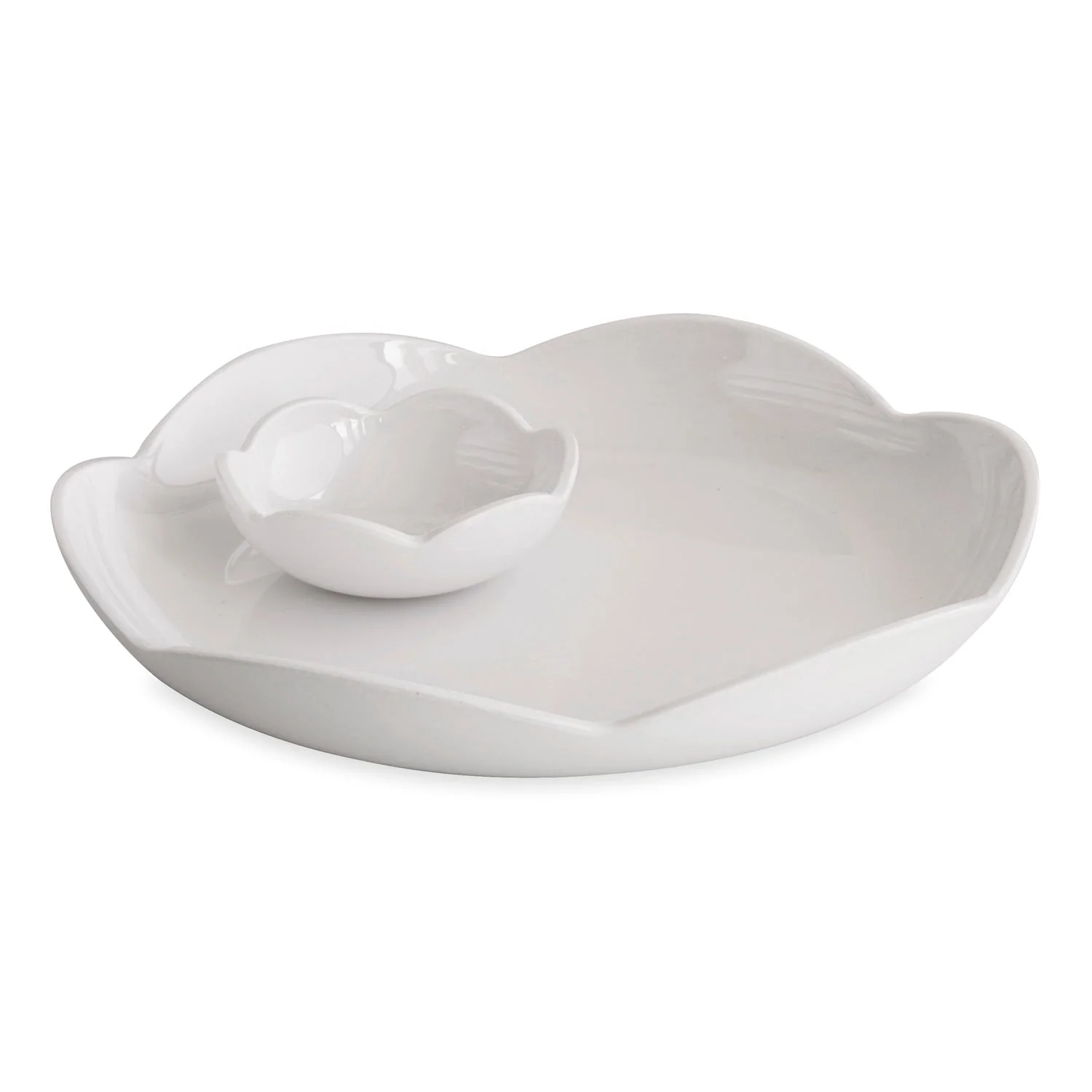 Beatriz Ball VIDA Amelia Round Platter with Mini Dip Bowl White - Image 2