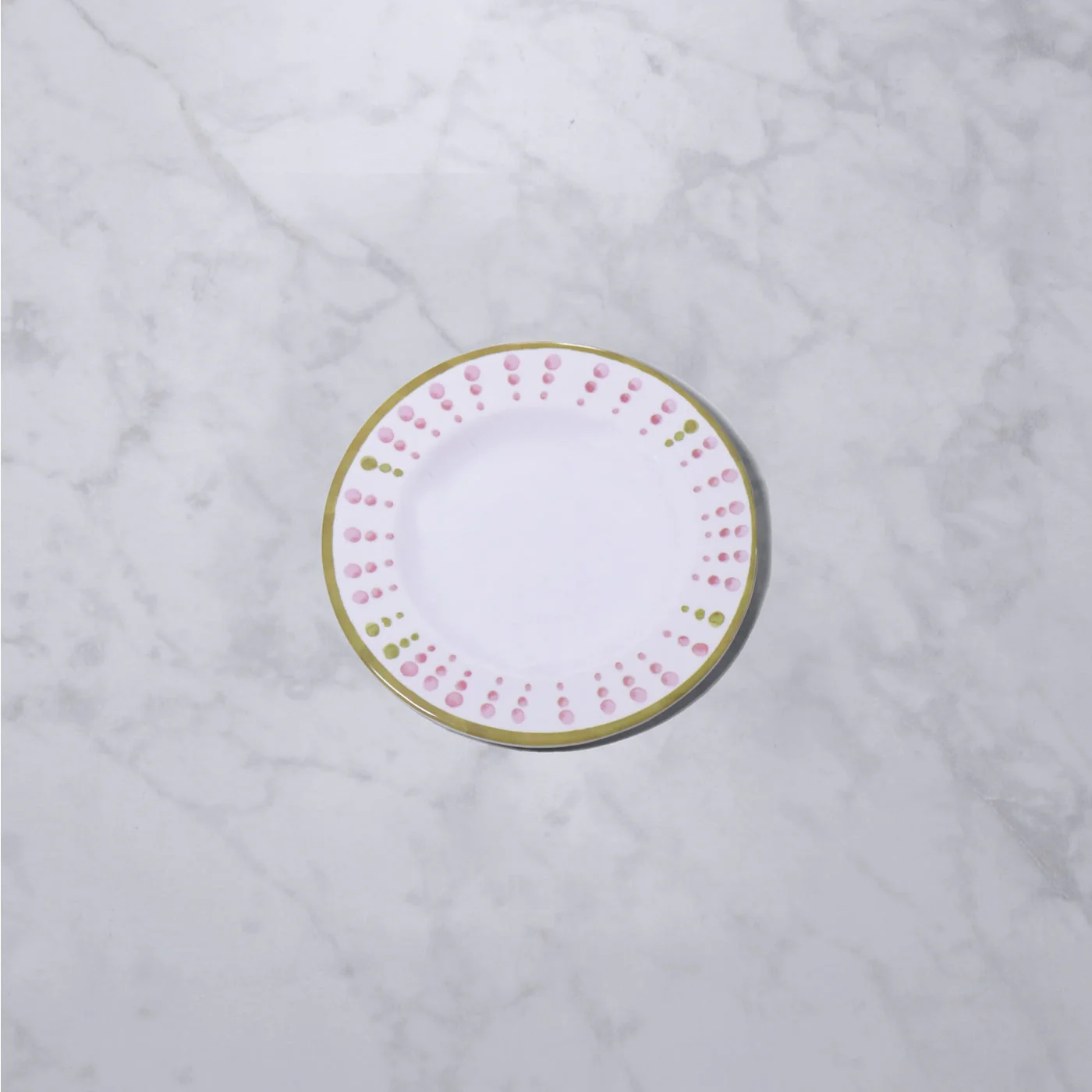 Beatriz Ball Vida Athena Salad Plate 9.25" Set of 4 (Pink and Green dots)