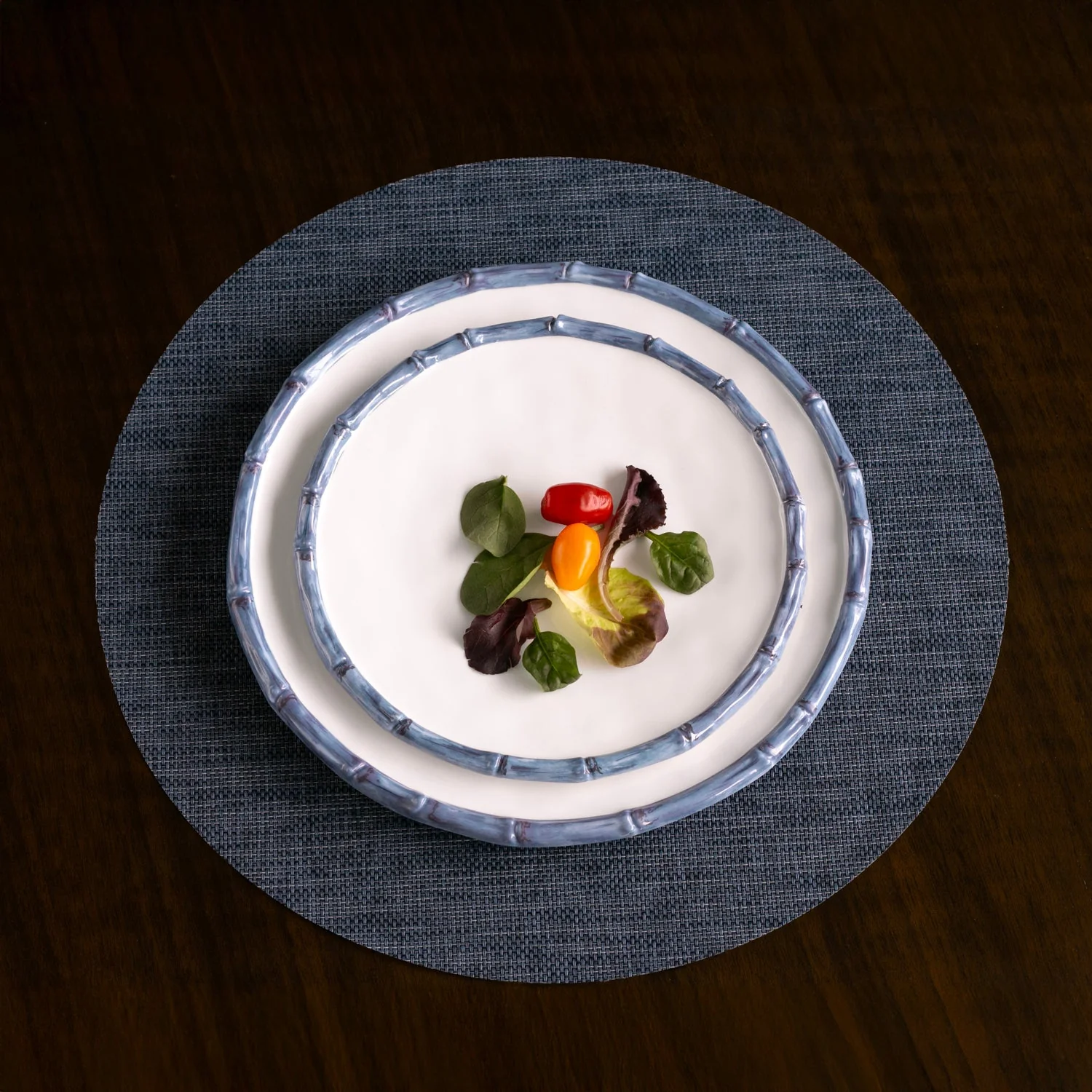Beatriz Ball VIDA Bamboo 11" Dinner Plate Set of 4 (White and Blue) - Image 5