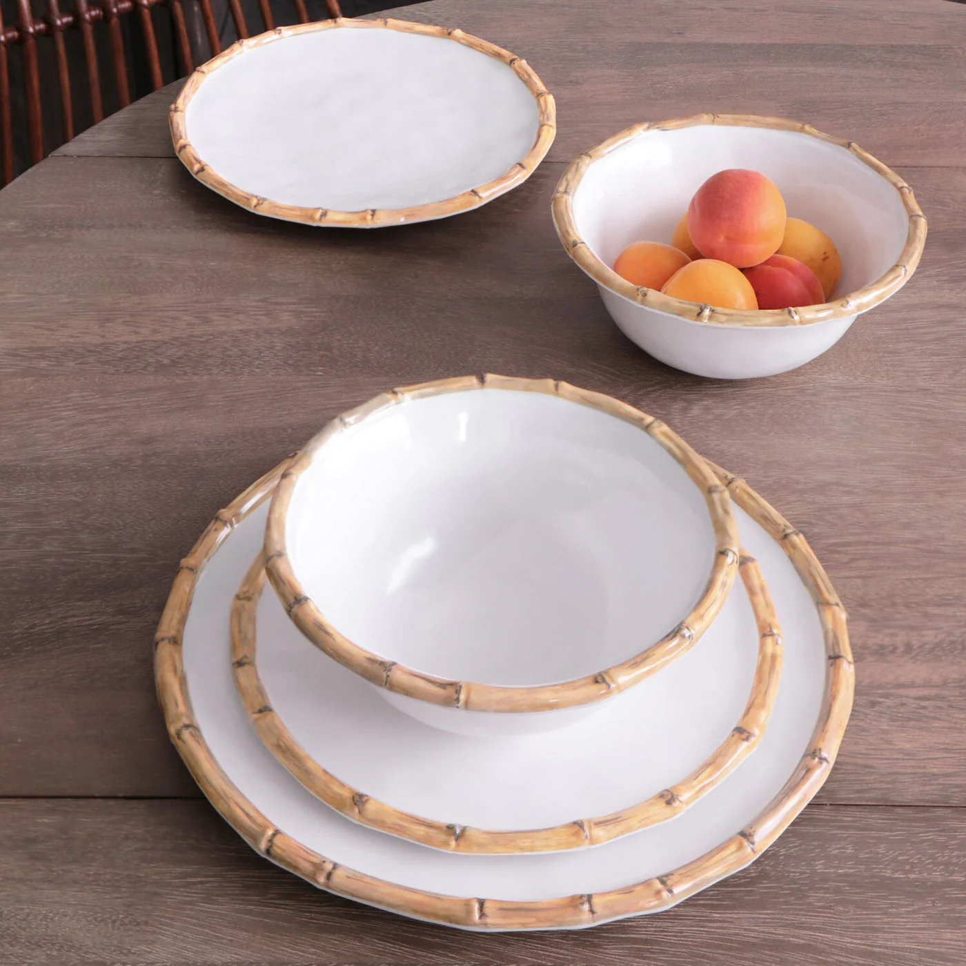 Beatriz Ball Vida Bamboo 7.5" Cereal Bowl Set of 4 (White and Natural) - Image 3