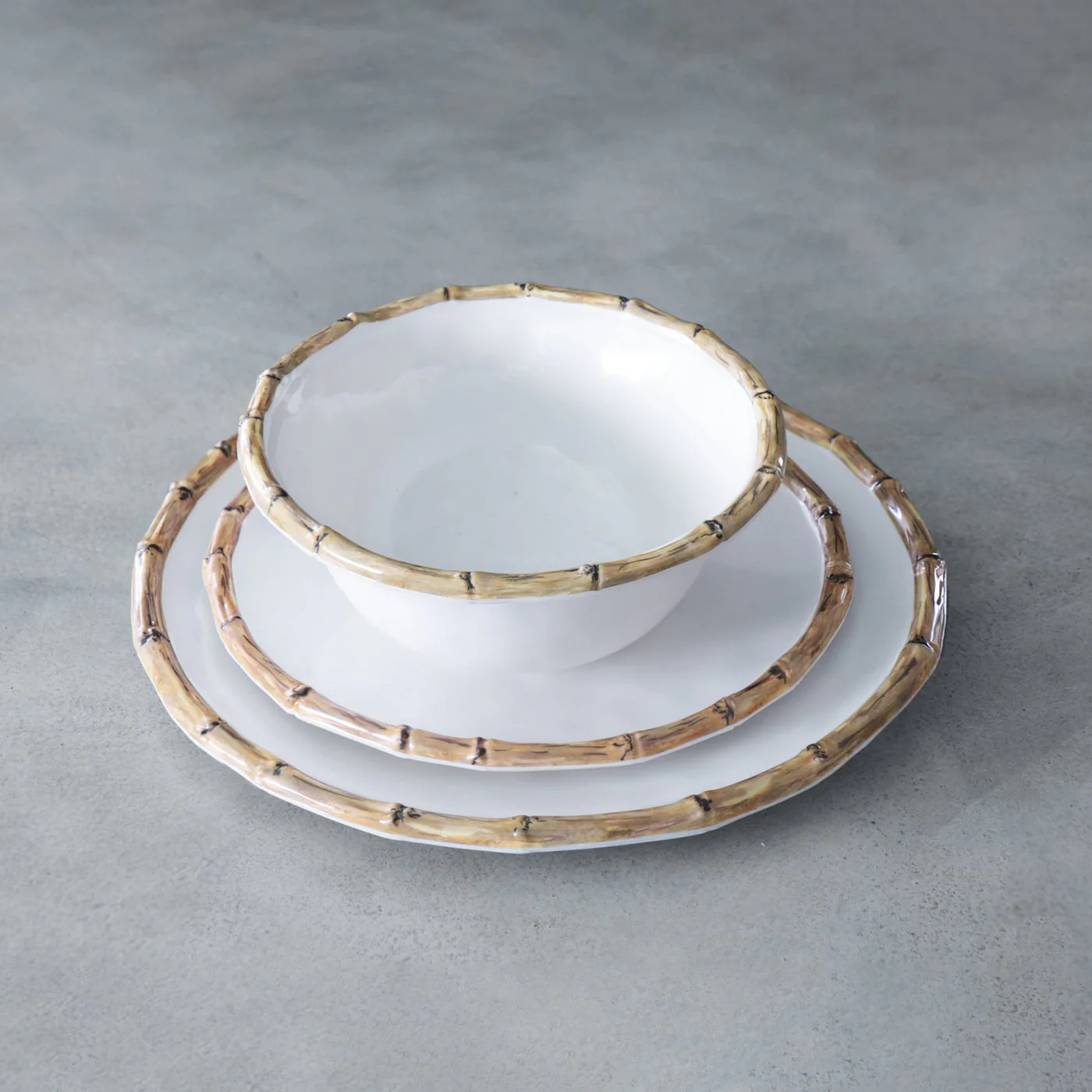Beatriz Ball Vida Bamboo 7.5" Cereal Bowl Set of 4 (White and Natural) - Image 4