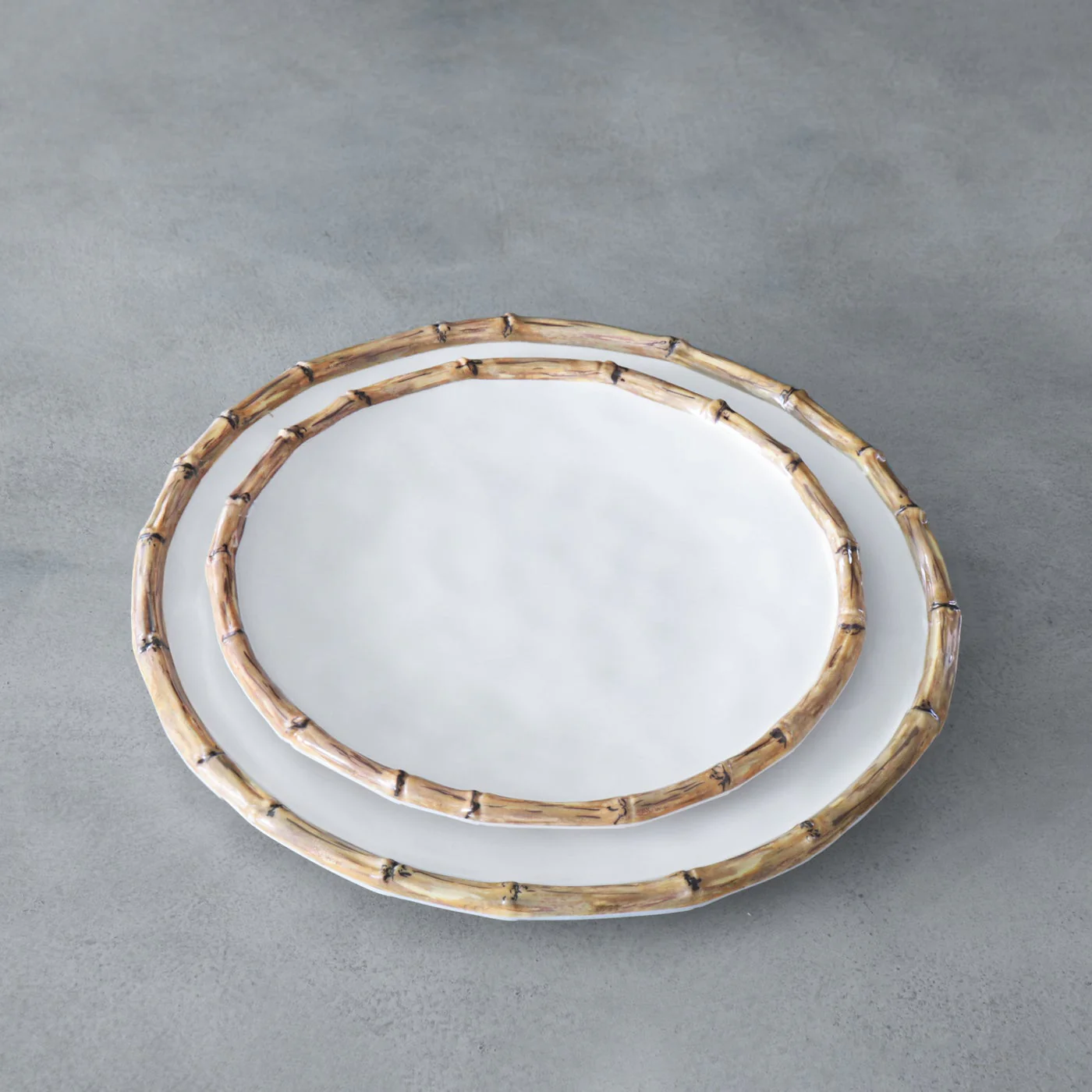 Beatriz Ball Vida Bamboo 9" Salad Plate Set of 4 (White and Natural) - Image 4