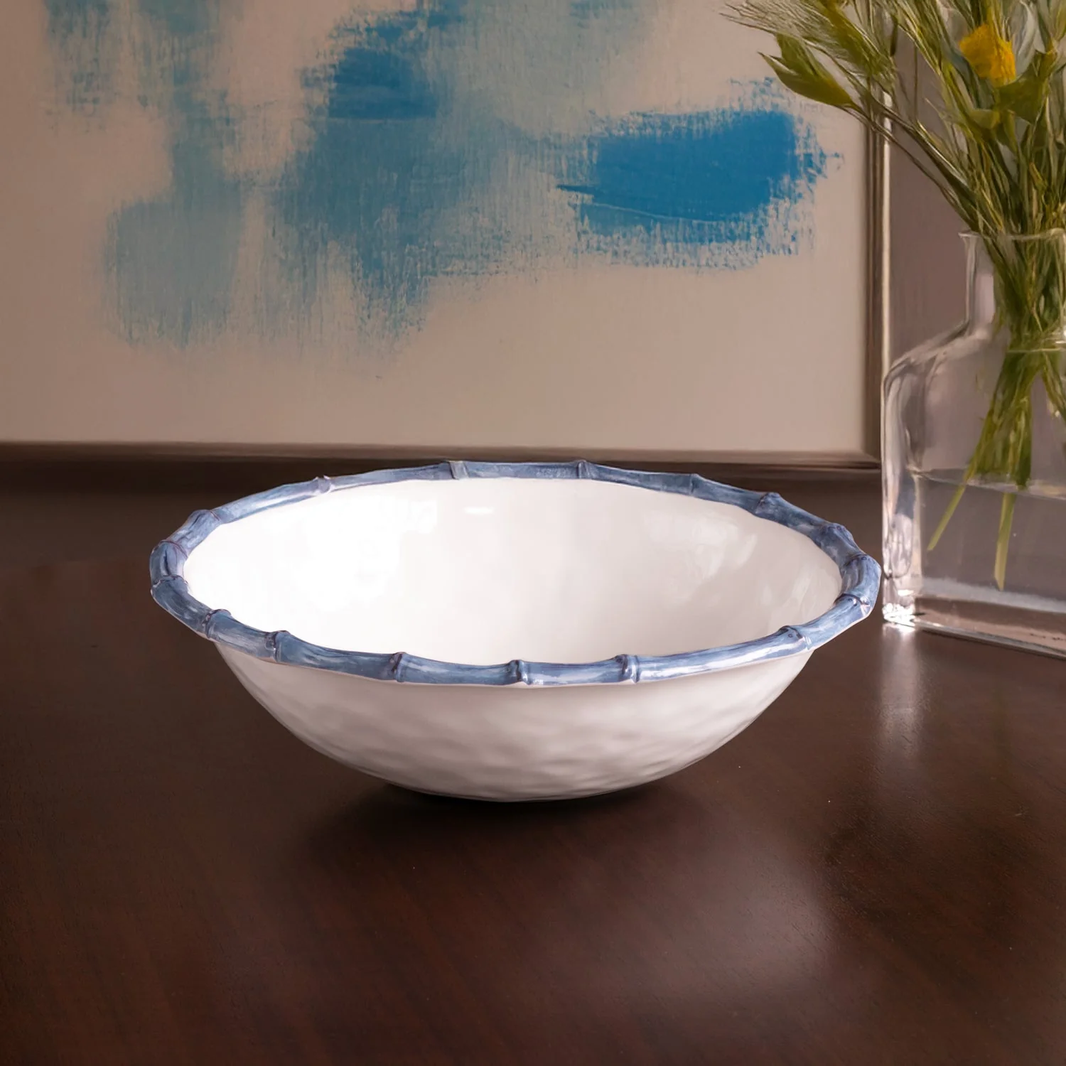 Beatriz Ball VIDA Bamboo Large Salad Bowl (White and Blue) - Image 2