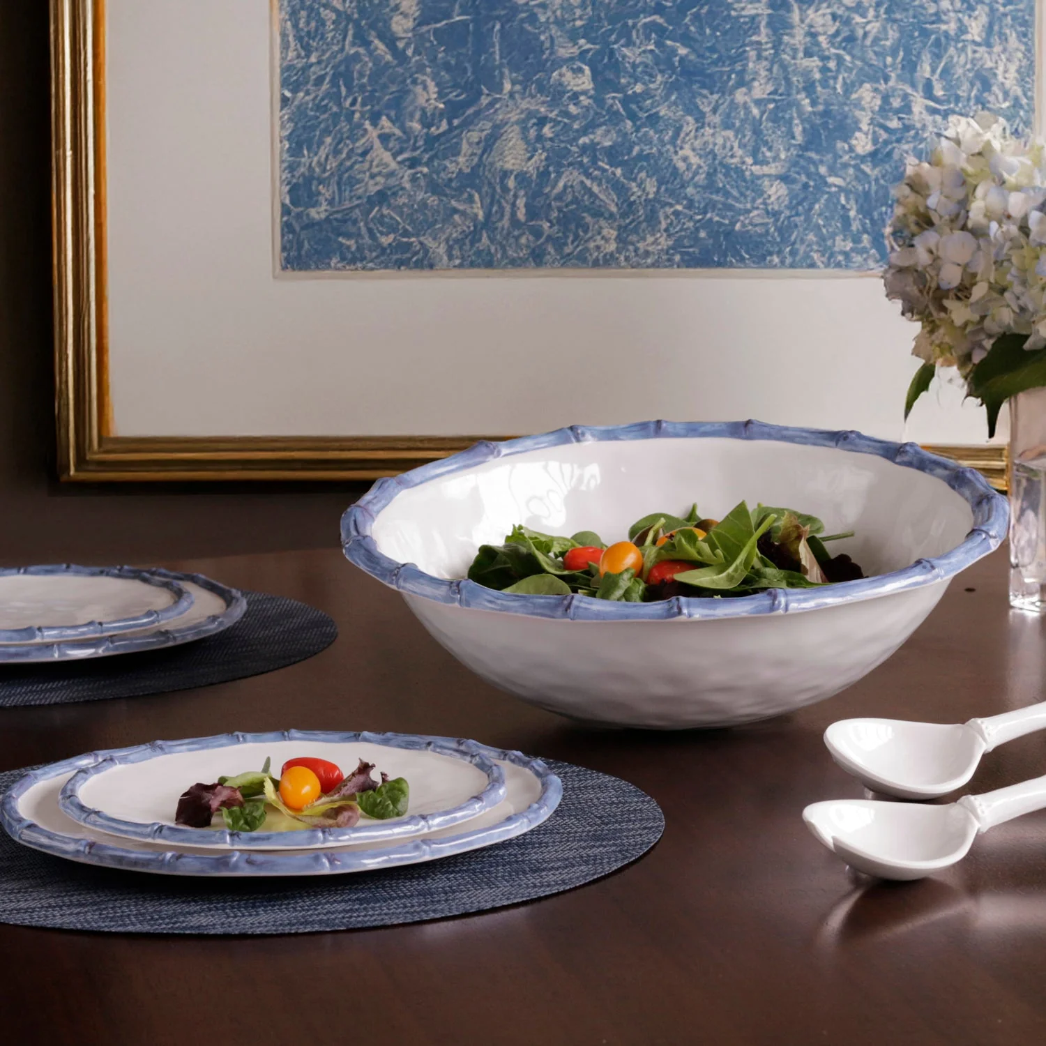 Beatriz Ball VIDA Bamboo Large Salad Bowl (White and Blue) - Image 5