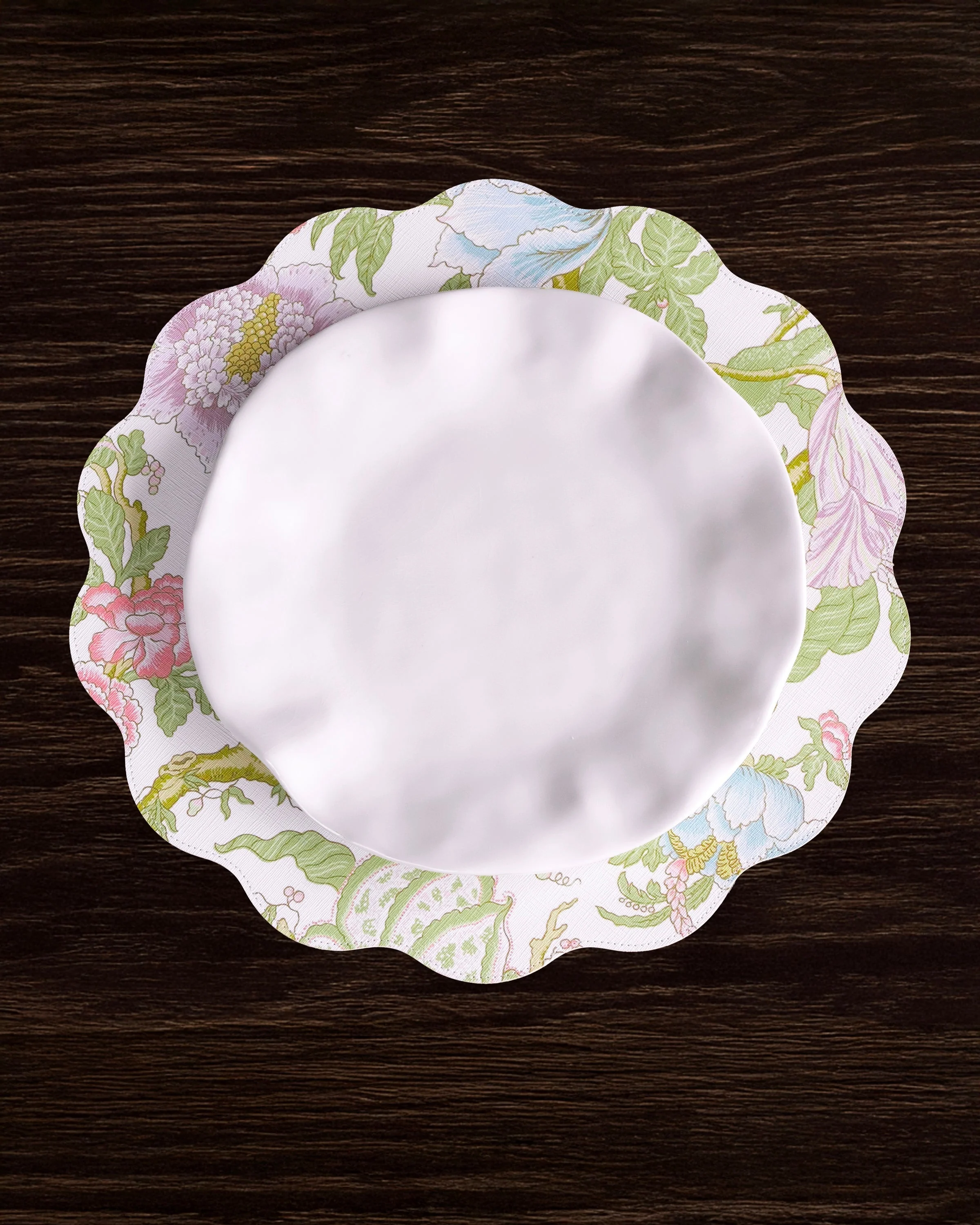 Beatriz Ball VIDA Blooms & Branches Reversible Round Placemats Set of 4 Pastel Pink & Blue - Image 2