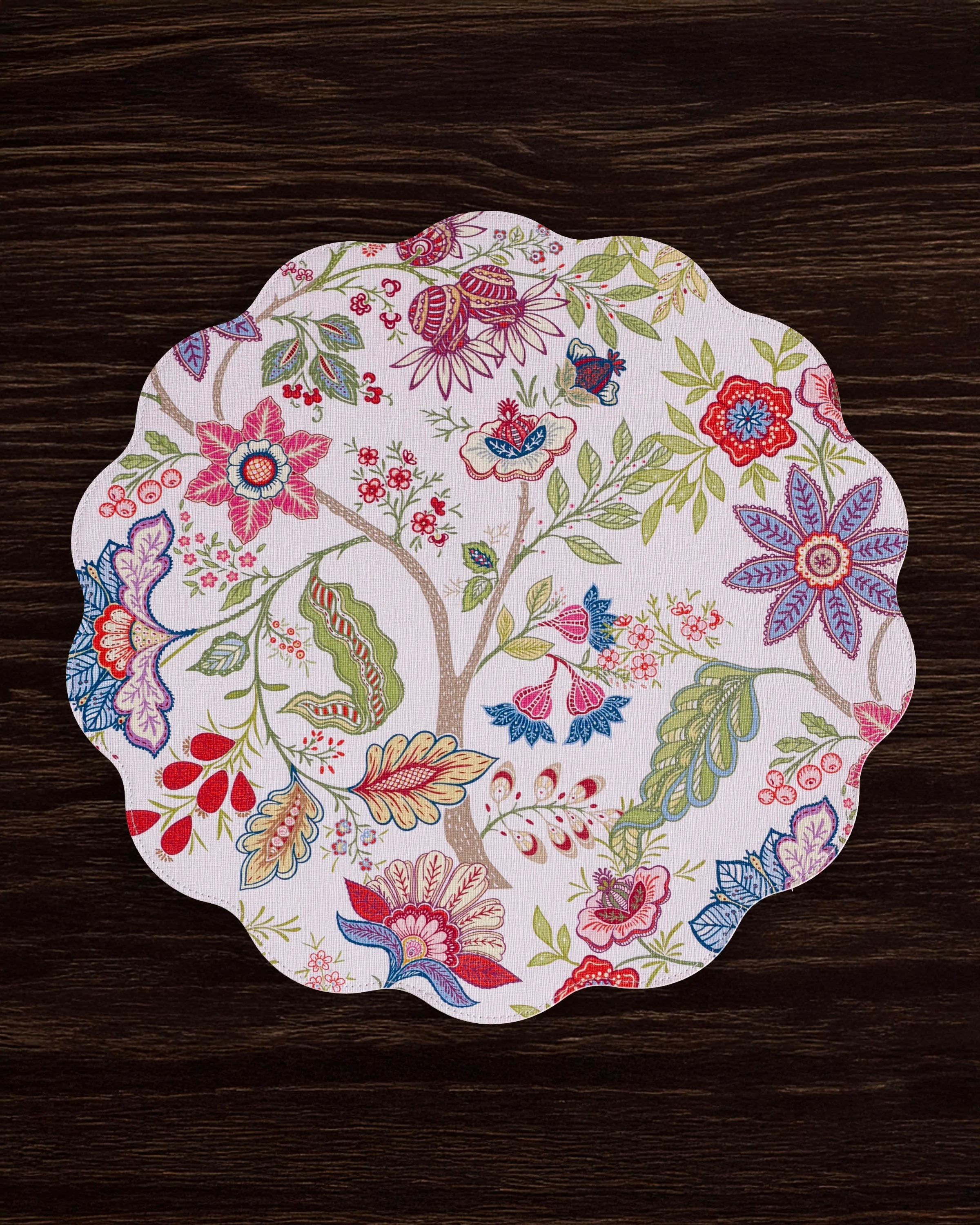 Beatriz Ball VIDA Blooms & Branches Reversible  Round Placemats Set of 4 Periwinkle & Peach - Image 6