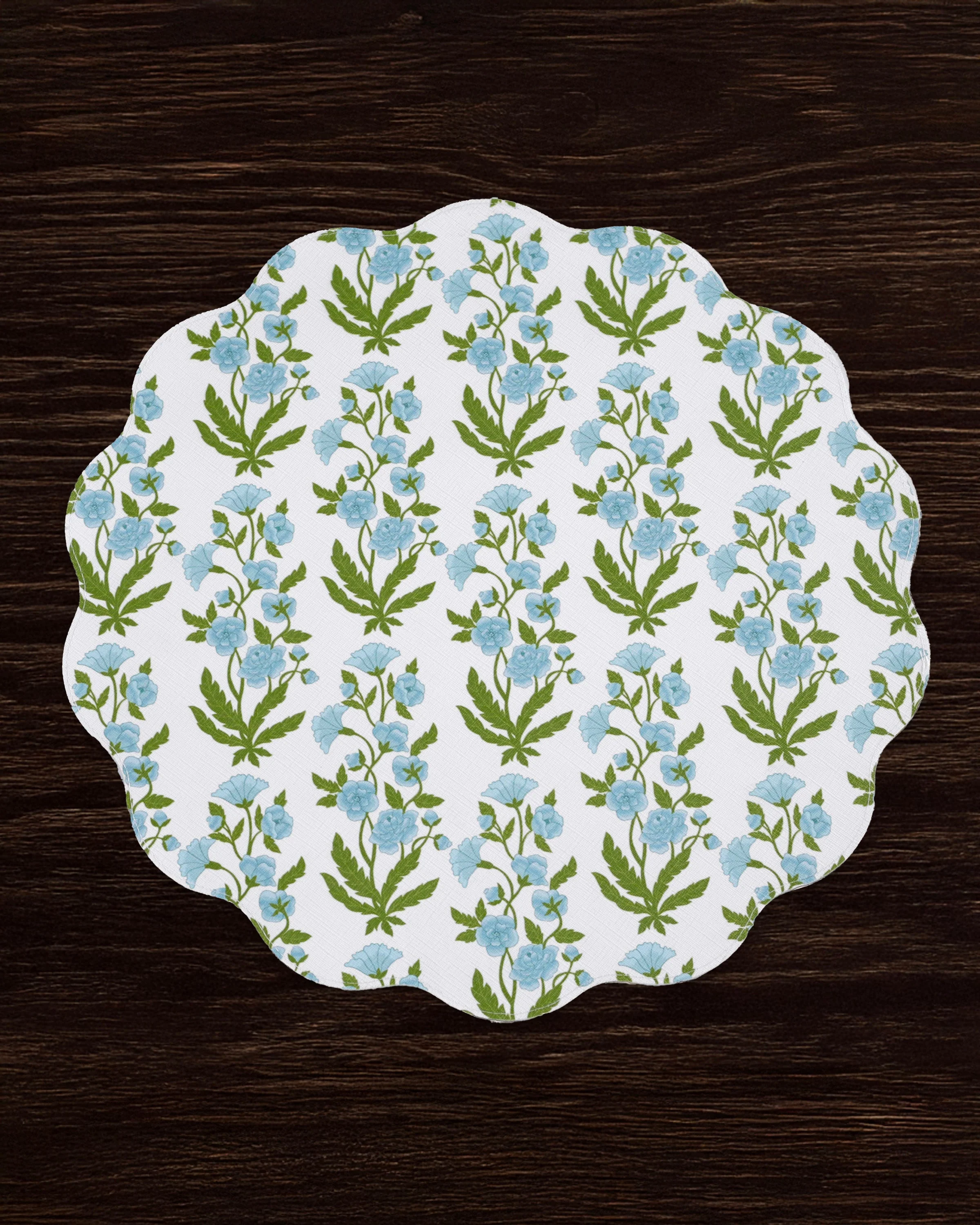 Beatriz Ball VIDA Blooms & Branches Reversible Round Placemats Set of 4 Teal & Green - Image 6